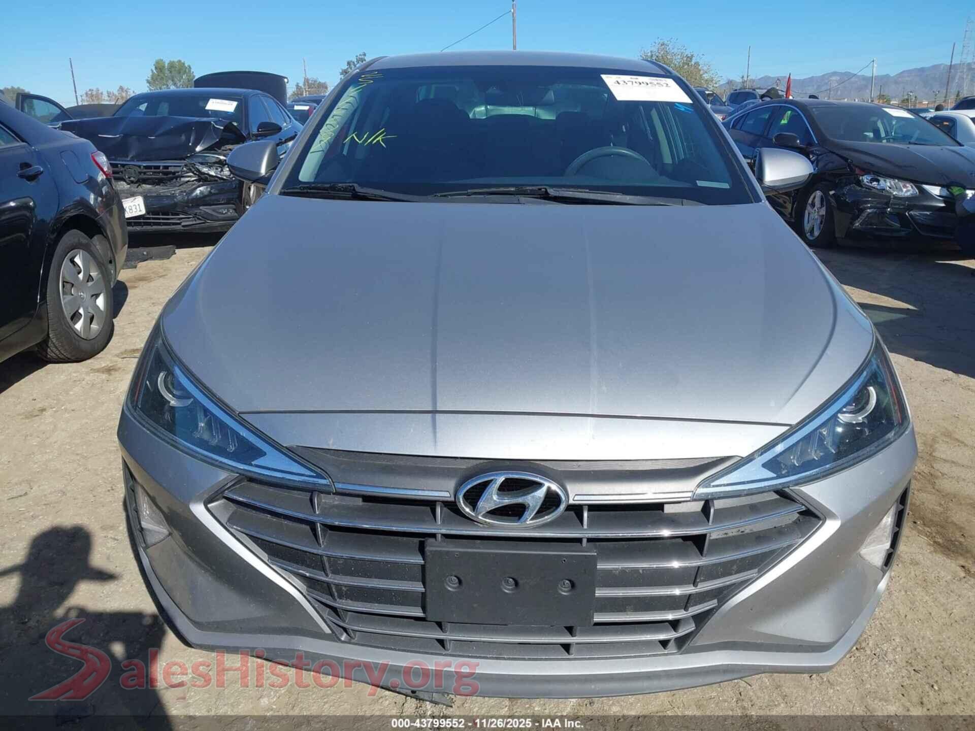 2020 HYUNDAI ELANTRA VIN 5NPD84LF0LH573263, odometer mileage