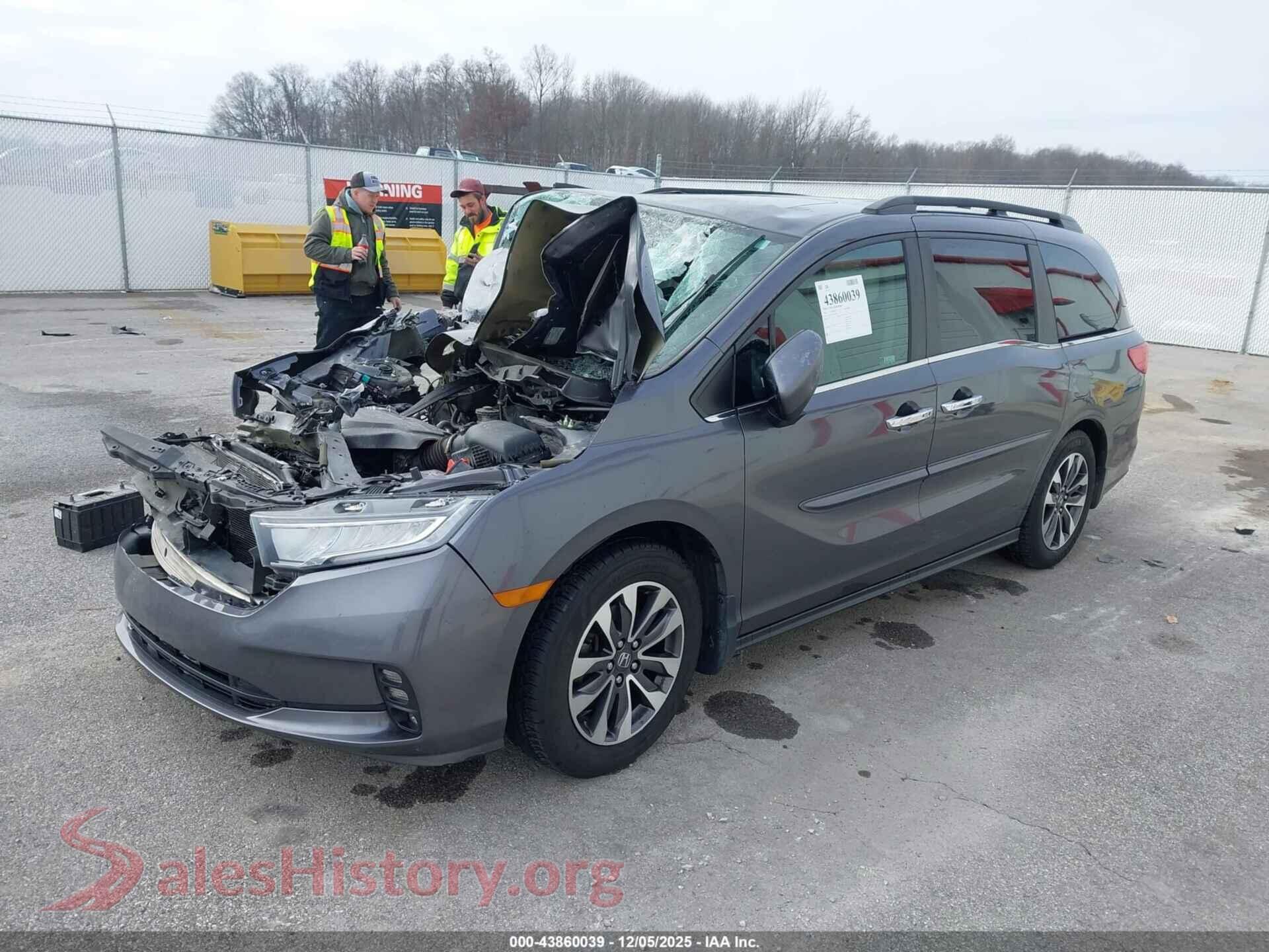 2022 HONDA ODYSSEY VIN 5FNRL6H76NB033015, front view