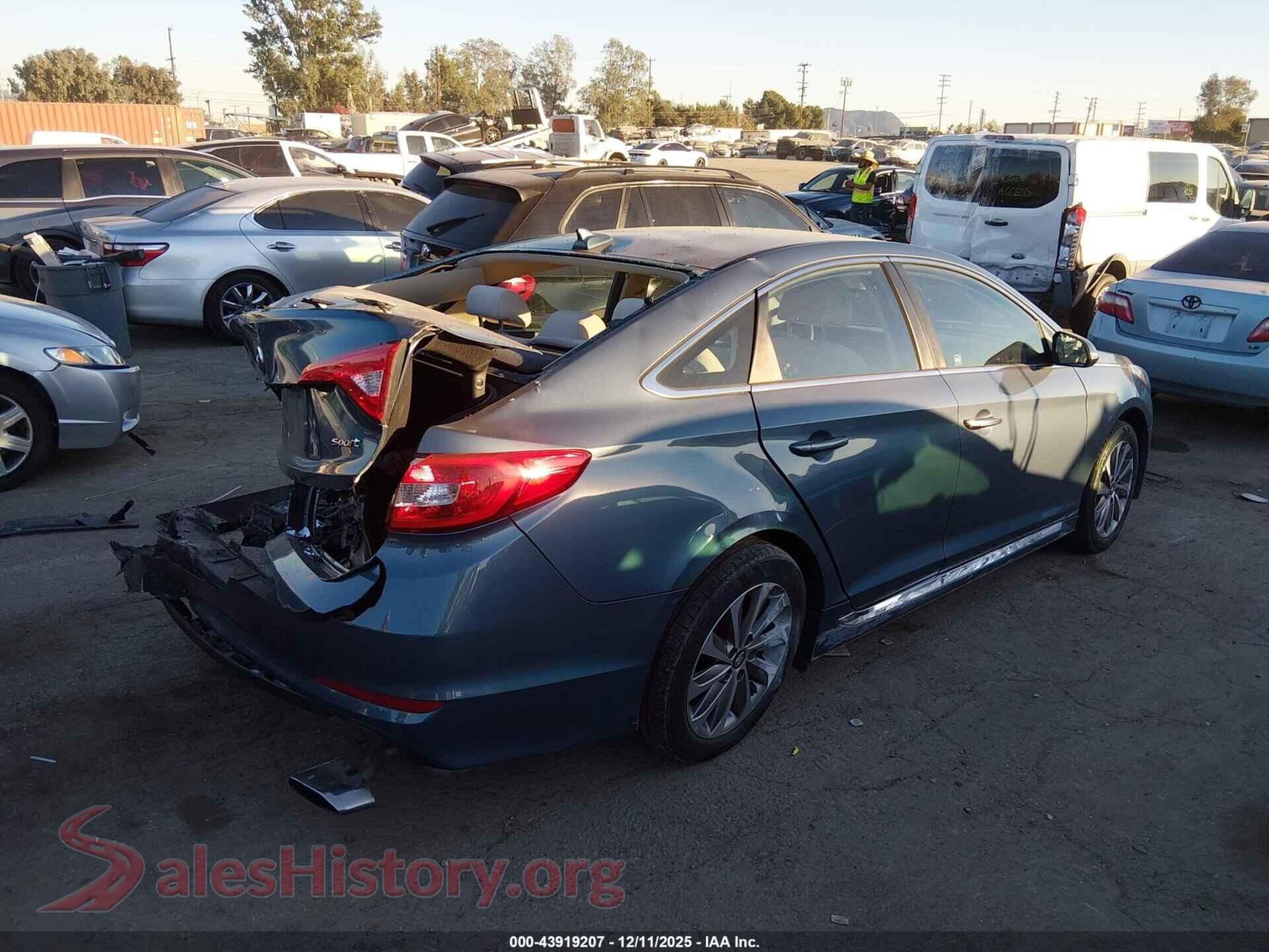 2017 HYUNDAI SONATA VIN 5NPE34AF8HH550620, rear driver side