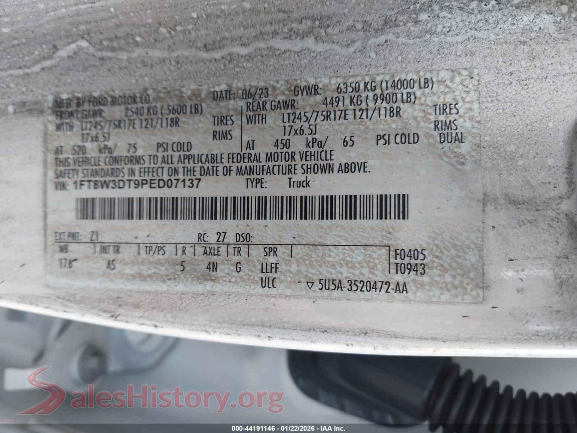 2023 FORD F-350 VIN 1FT8W3DT9PED07137, engine bay