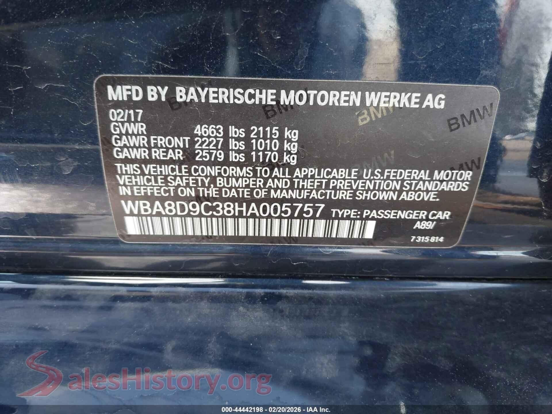 2017 BMW 330I VIN WBA8D9C38HA005757, engine bay