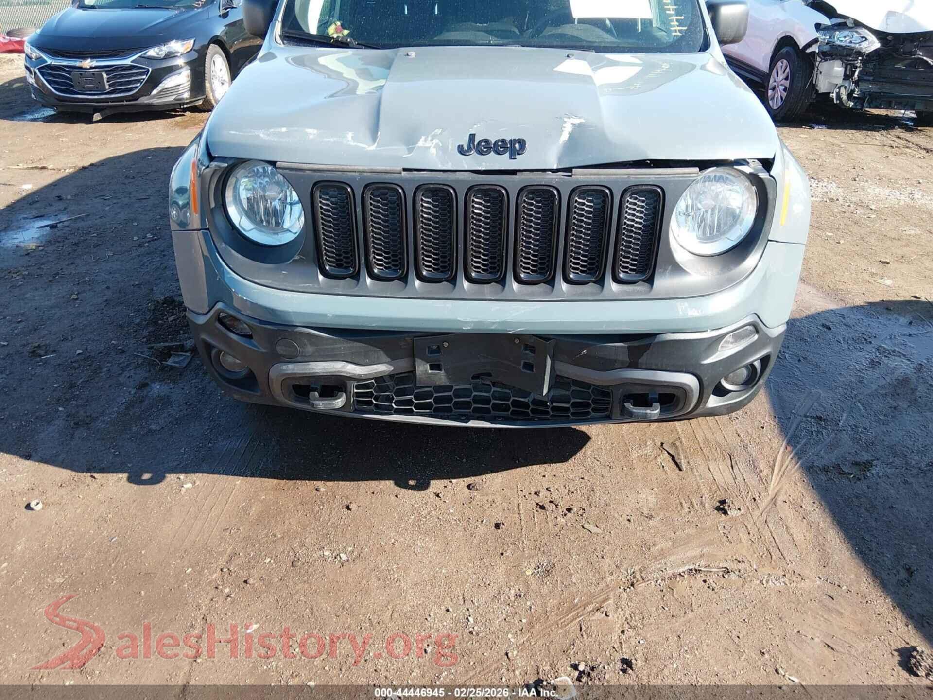 2018 JEEP RENEGADE VIN ZACCJBAB6JPH25684, rear passenger side