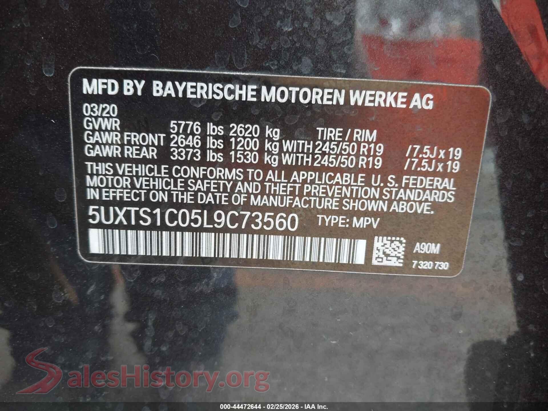 2020 BMW X3 PHEV VIN 5UXTS1C05L9C73560, engine bay
