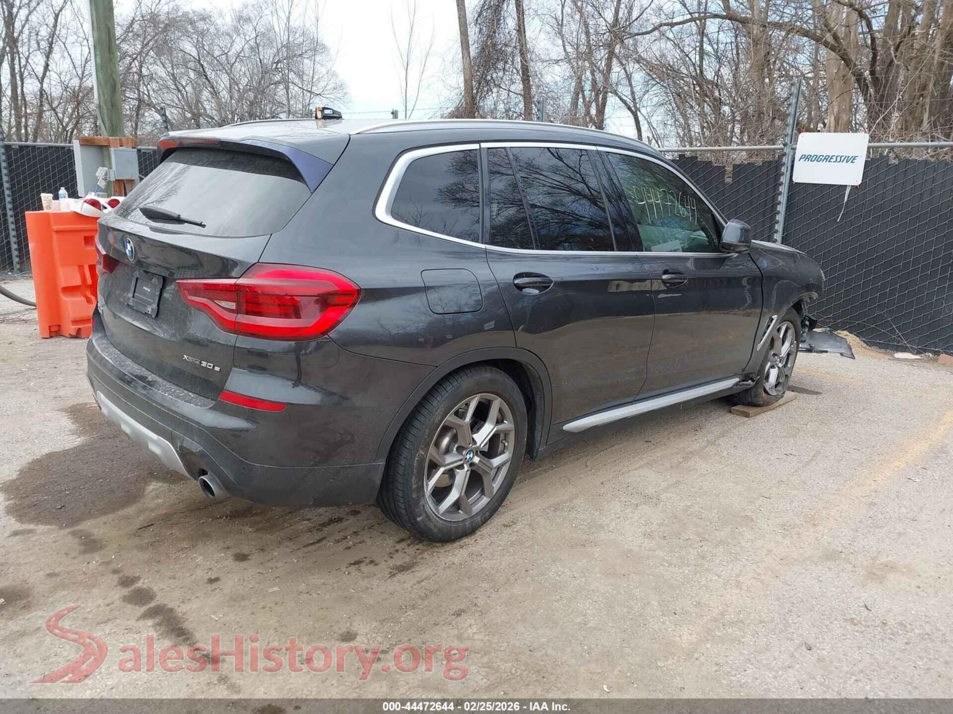 2020 BMW X3 PHEV VIN 5UXTS1C05L9C73560, rear driver side