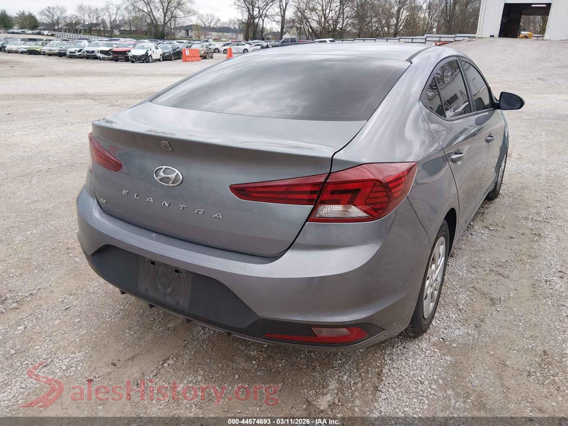 2019 HYUNDAI ELANTRA VIN KMHD74LF1KU831745, rear driver side