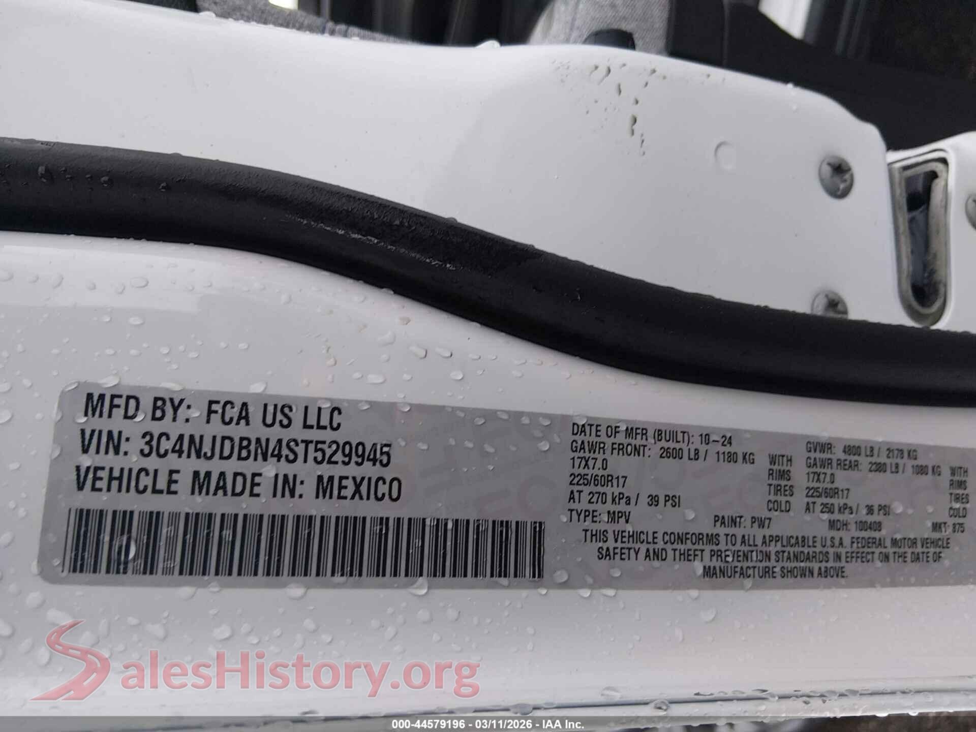 2025 JEEP COMPASS VIN 3C4NJDBN4ST529945, engine bay