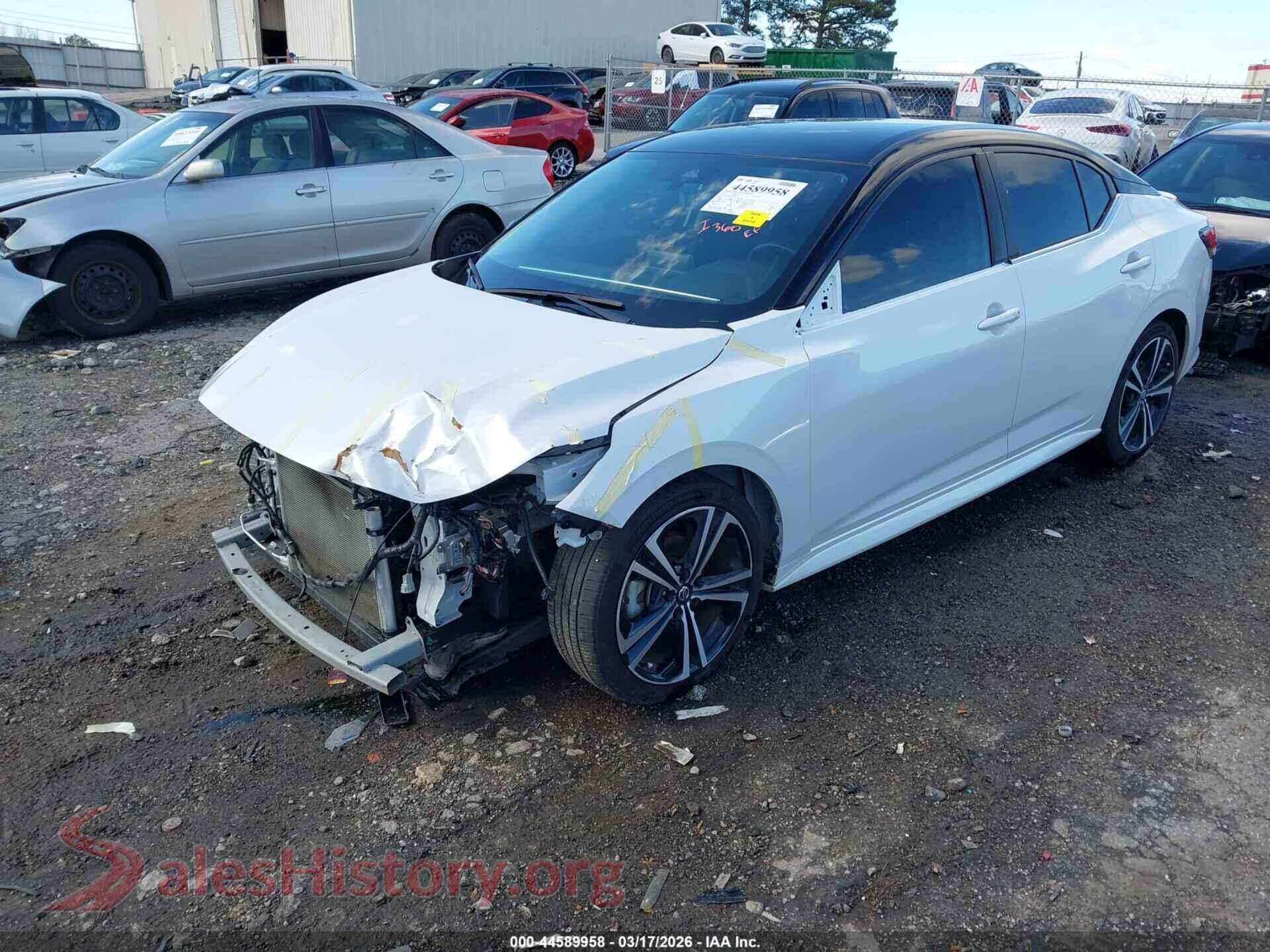 2022 NISSAN SENTRA VIN 3N1AB8DV7NY291535, front view