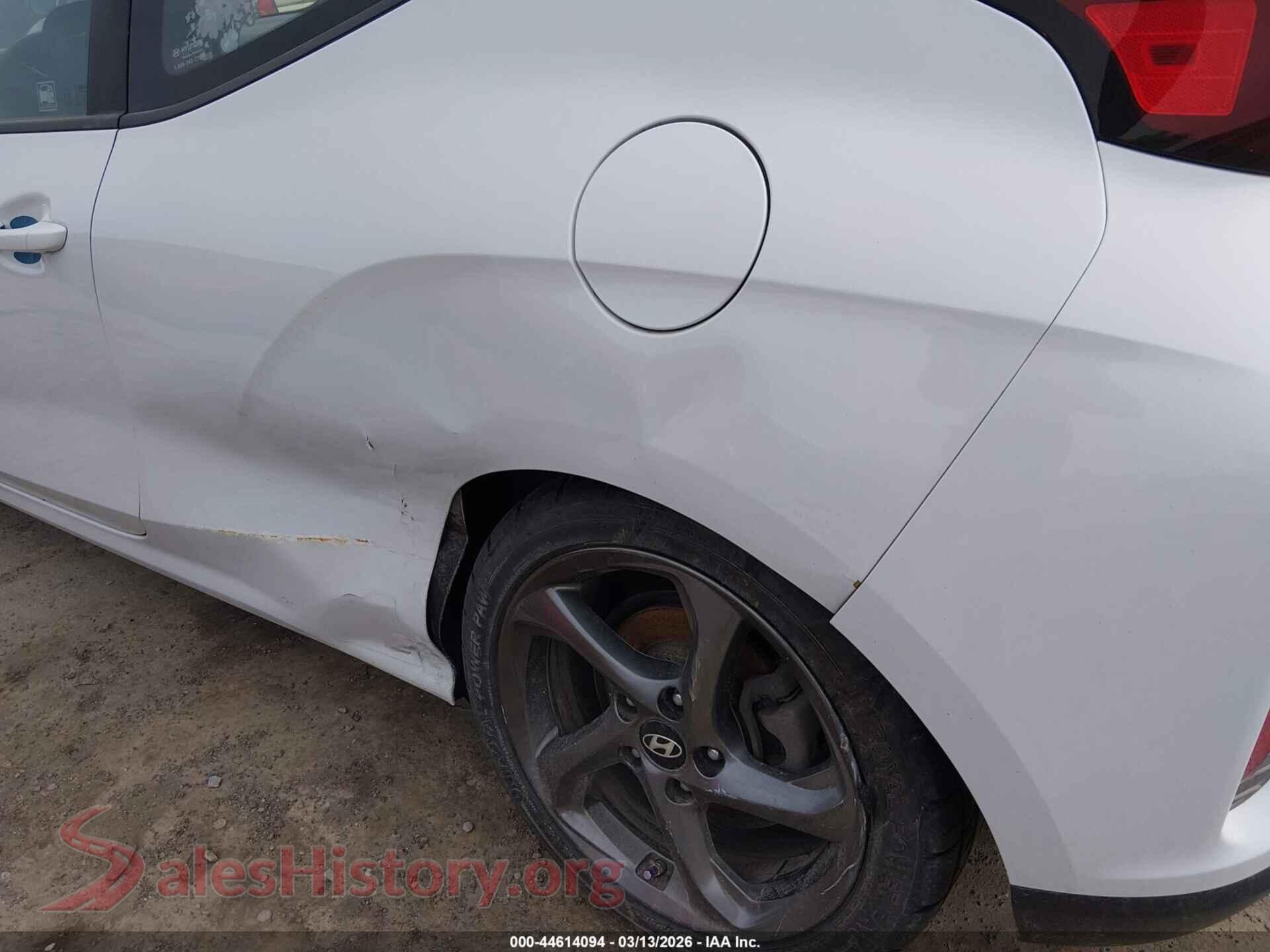 2019 HYUNDAI VELOSTER VIN KMHTG6AF9KU016946, rear passenger side
