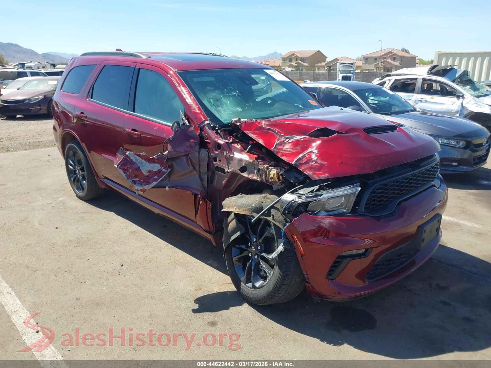 2022 DODGE DURANGO VIN 1C4RDJDG6NC105754, auction photo
