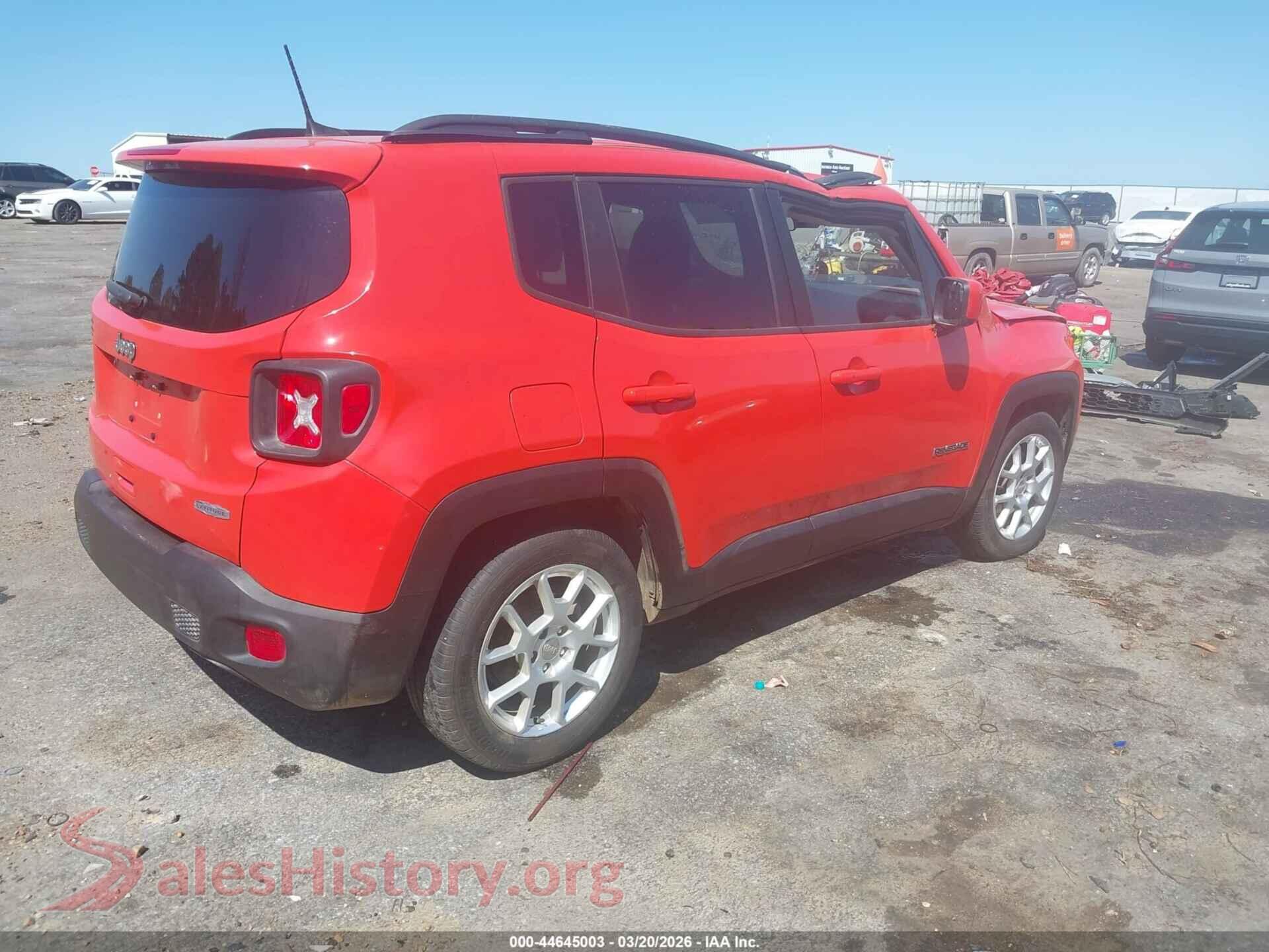 2020 JEEP RENEGADE VIN ZACNJABB5LPK94725, rear driver side
