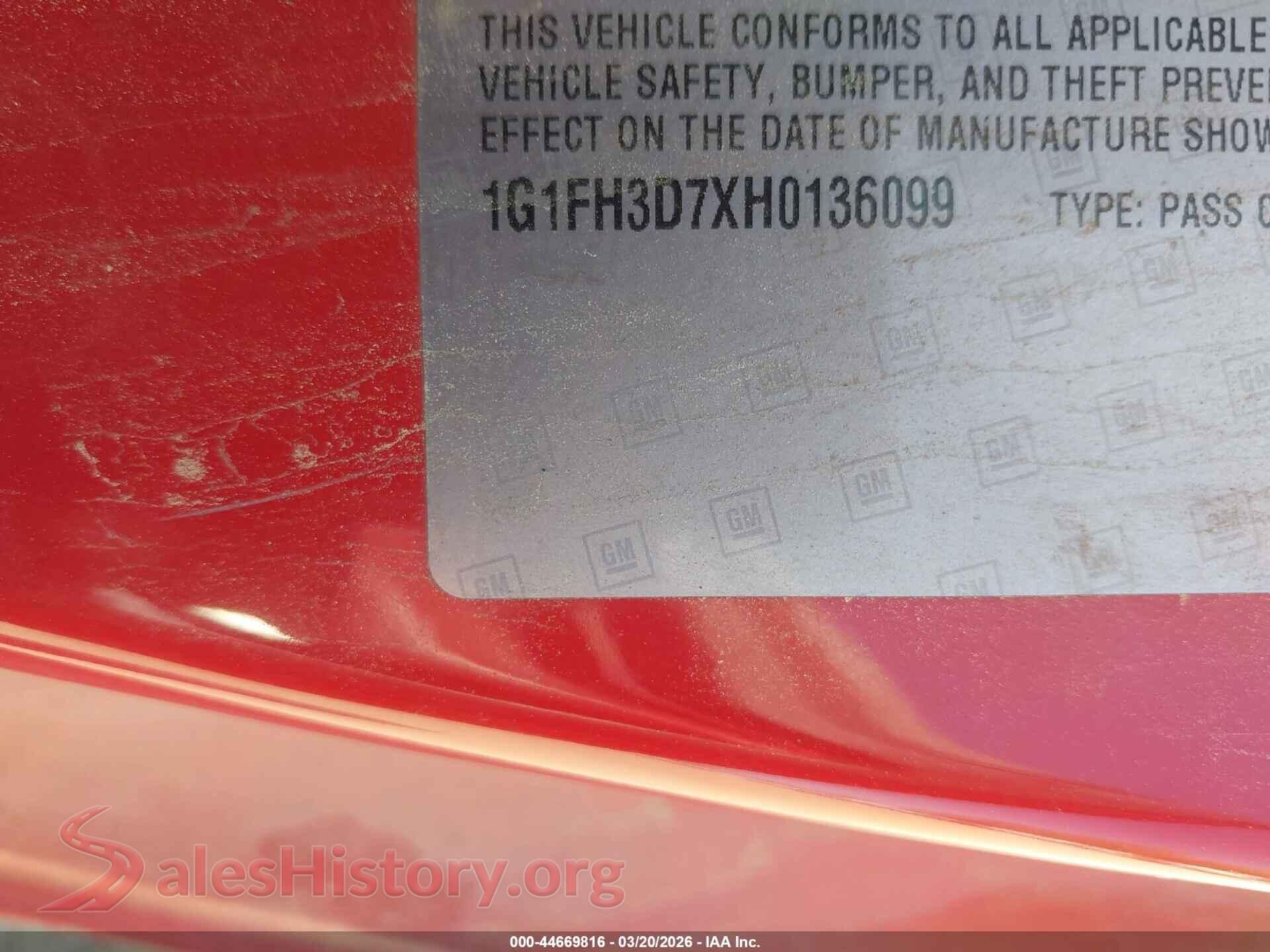 2017 CHEVROLET CAMARO VIN 1G1FH3D7XH0136099, engine bay