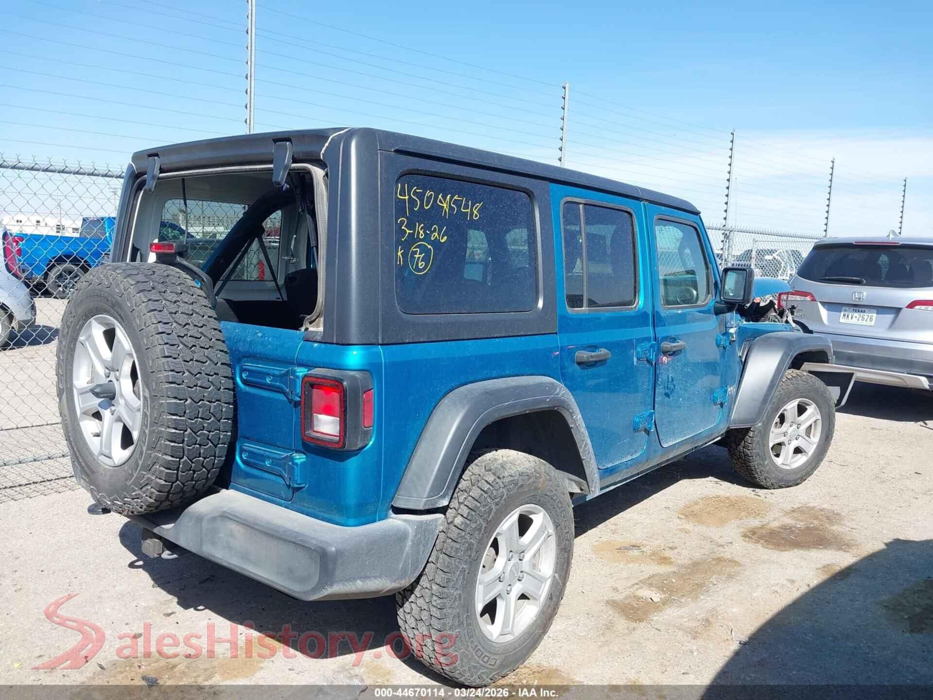 2020 JEEP WRANGLER UNLIMITED VIN 1C4HJXDN7LW155113, rear driver side