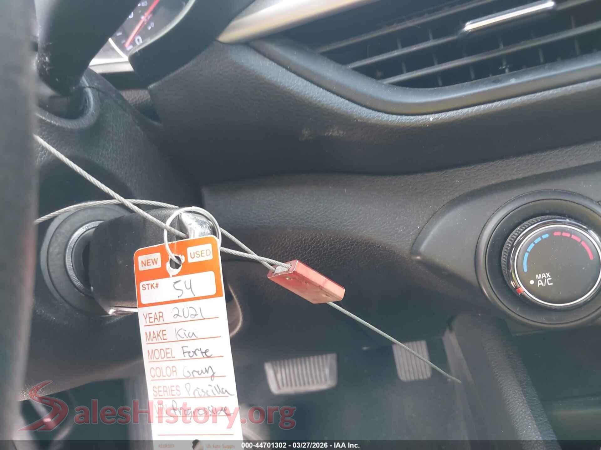 2021 KIA FORTE VIN 3KPF24AD7ME387821, odometer mileage