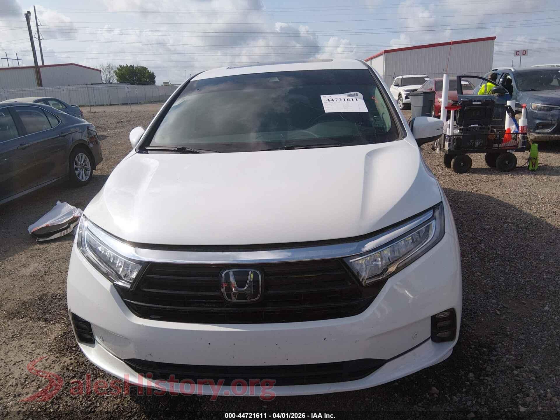 2022 HONDA ODYSSEY VIN 5FNRL6H82NB057286, odometer mileage
