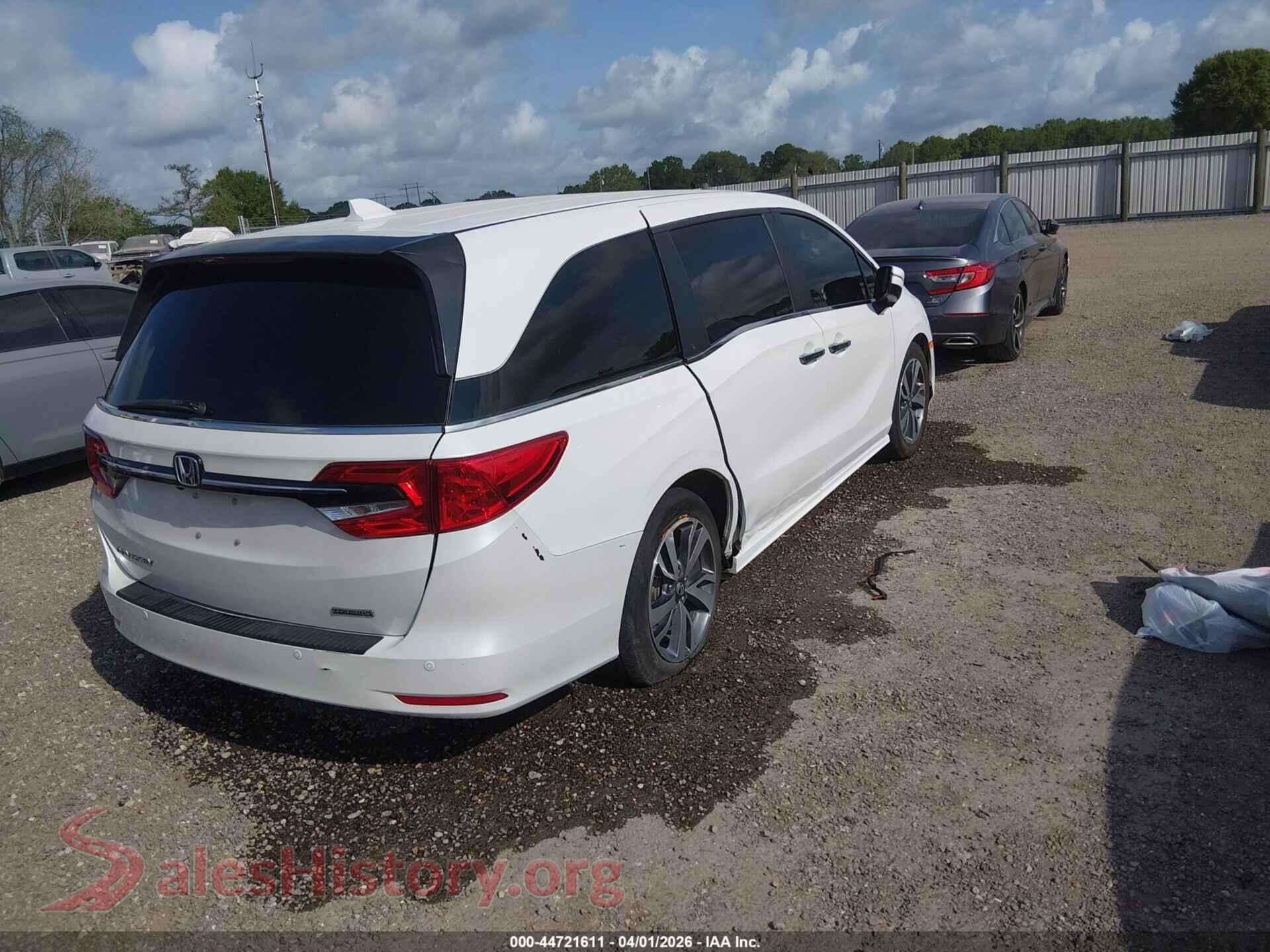 2022 HONDA ODYSSEY VIN 5FNRL6H82NB057286, rear driver side