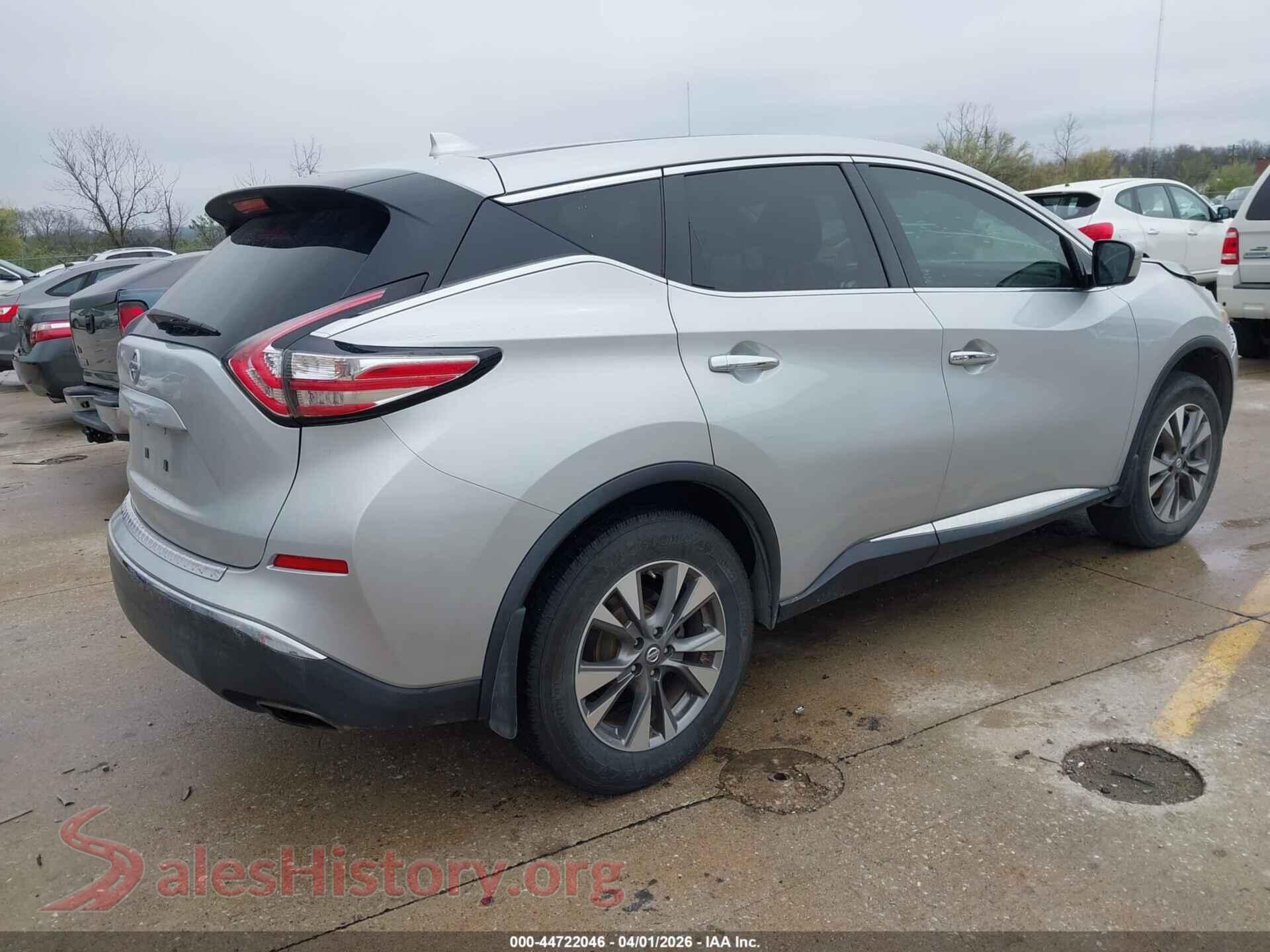 2017 NISSAN MURANO VIN 5N1AZ2MG3HN174894, rear driver side