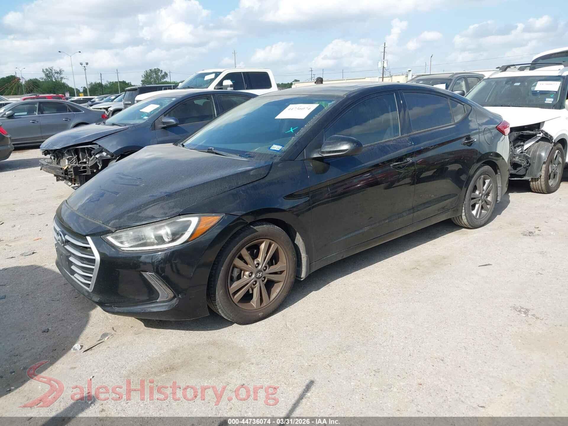 2018 HYUNDAI ELANTRA VIN 5NPD84LF8JH309222, front view