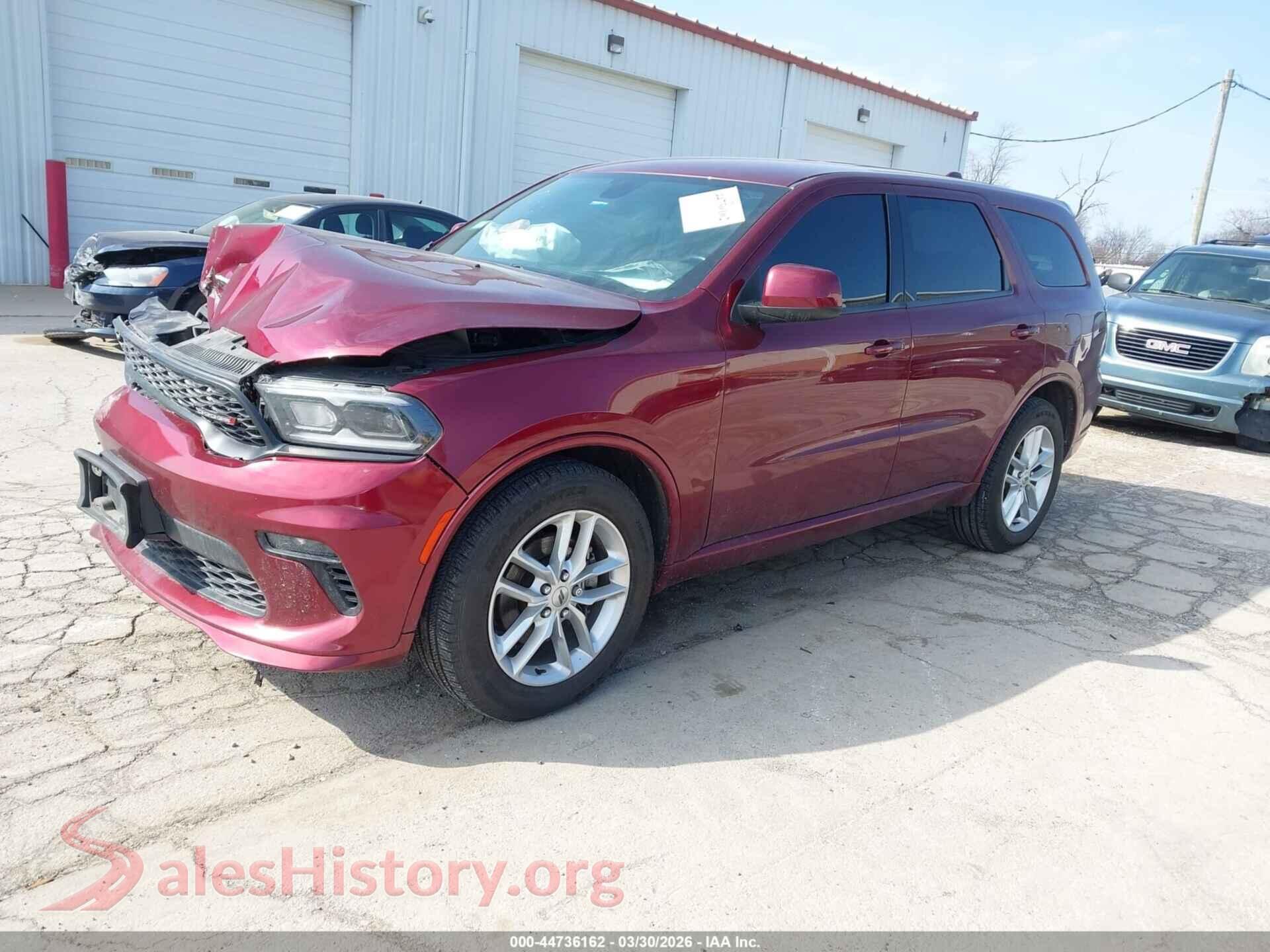 2021 DODGE DURANGO VIN 1C4RDJDGXMC752673, front view
