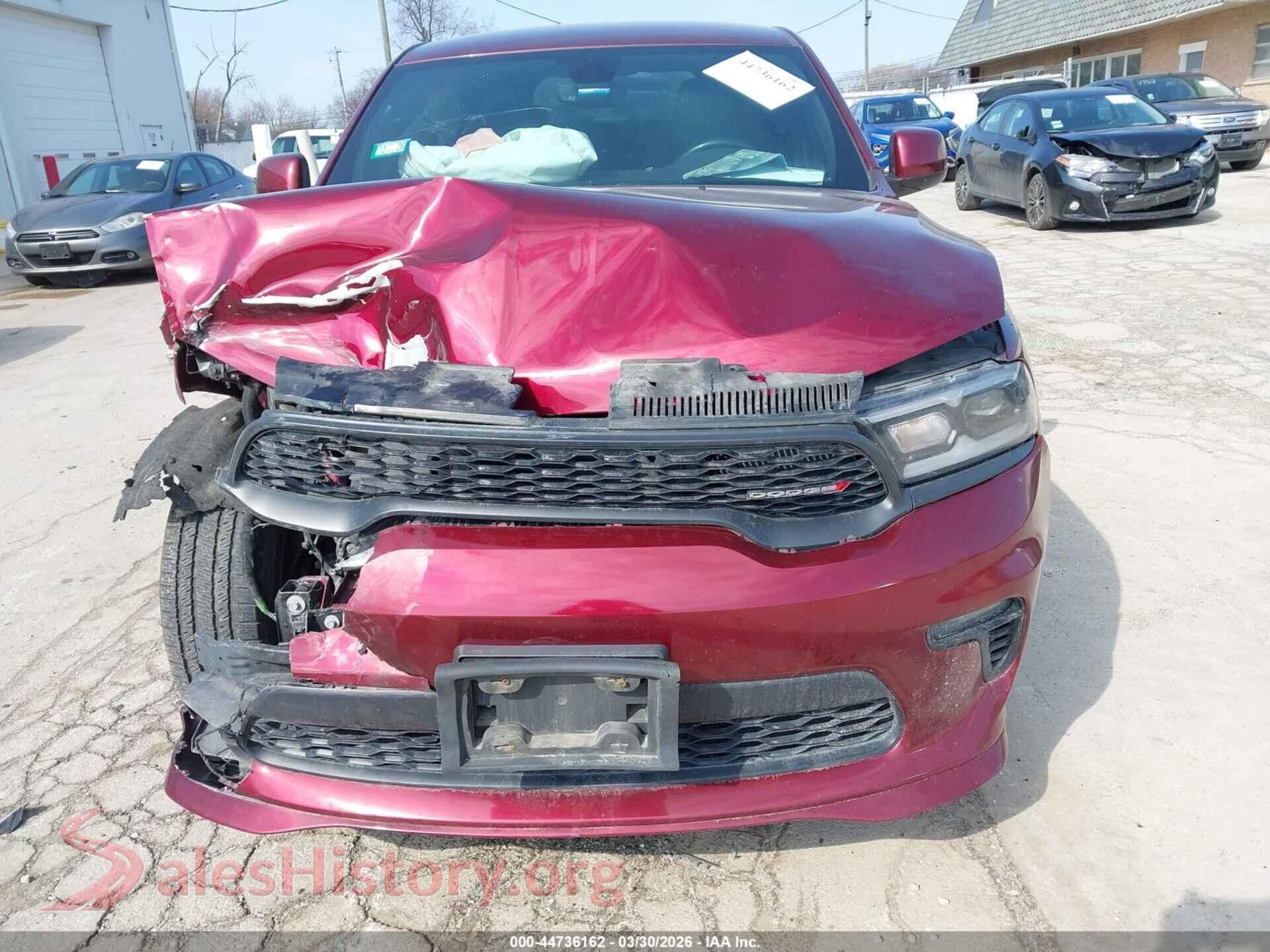 2021 DODGE DURANGO VIN 1C4RDJDGXMC752673, damage close-up