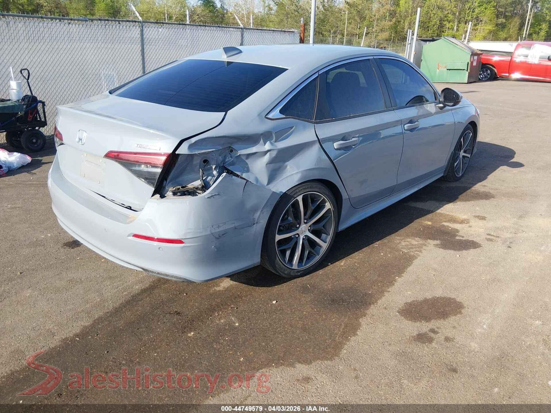 2022 HONDA CIVIC VIN 2HGFE1F9XNH316789, rear passenger side
