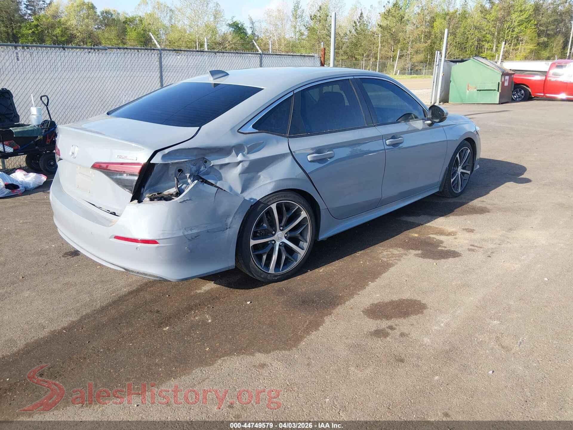 2022 HONDA CIVIC VIN 2HGFE1F9XNH316789, rear driver side