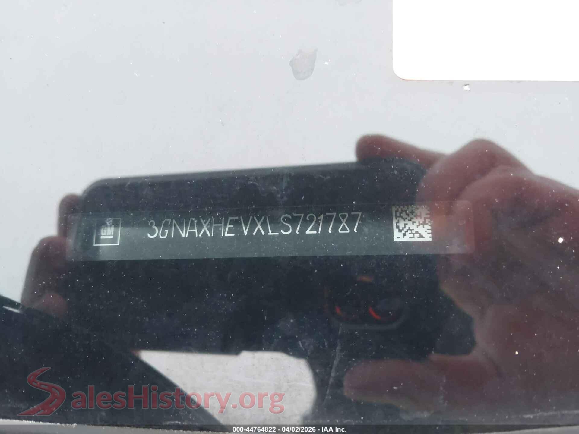 2020 CHEVROLET EQUINOX VIN 3GNAXHEVXLS721787, front passenger side