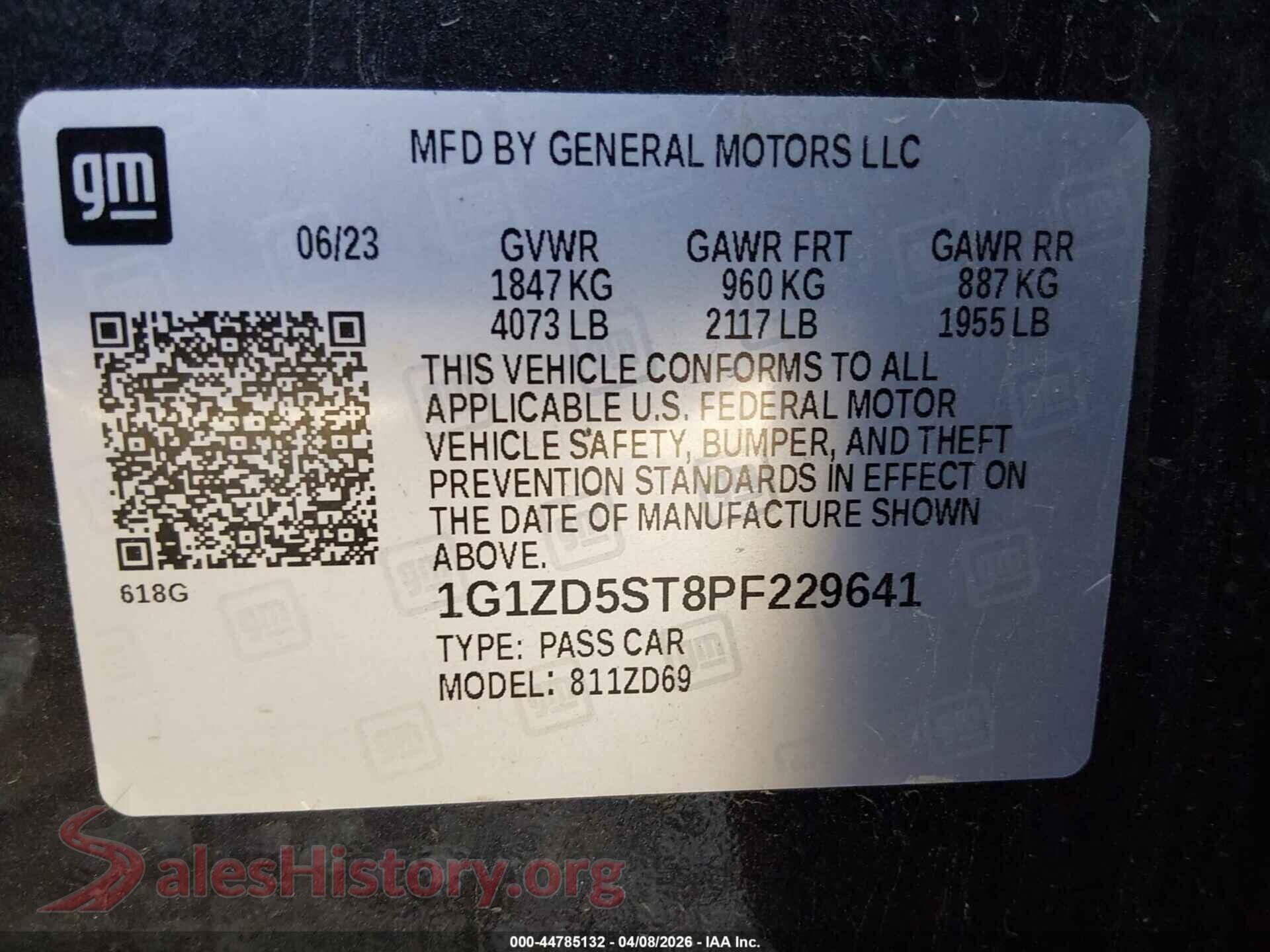 2023 CHEVROLET MALIBU VIN 1G1ZD5ST8PF229641, engine bay
