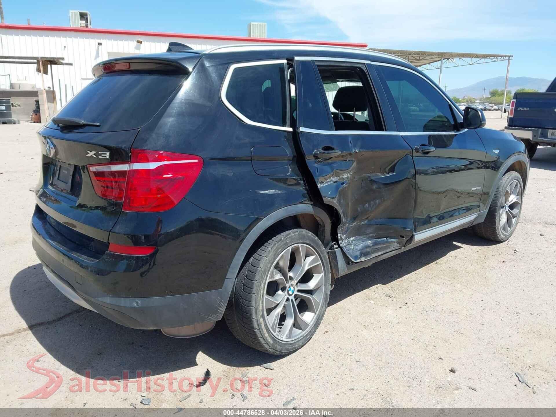 2017 BMW X3 VIN 5UXWX9C35H0W72954, rear driver side