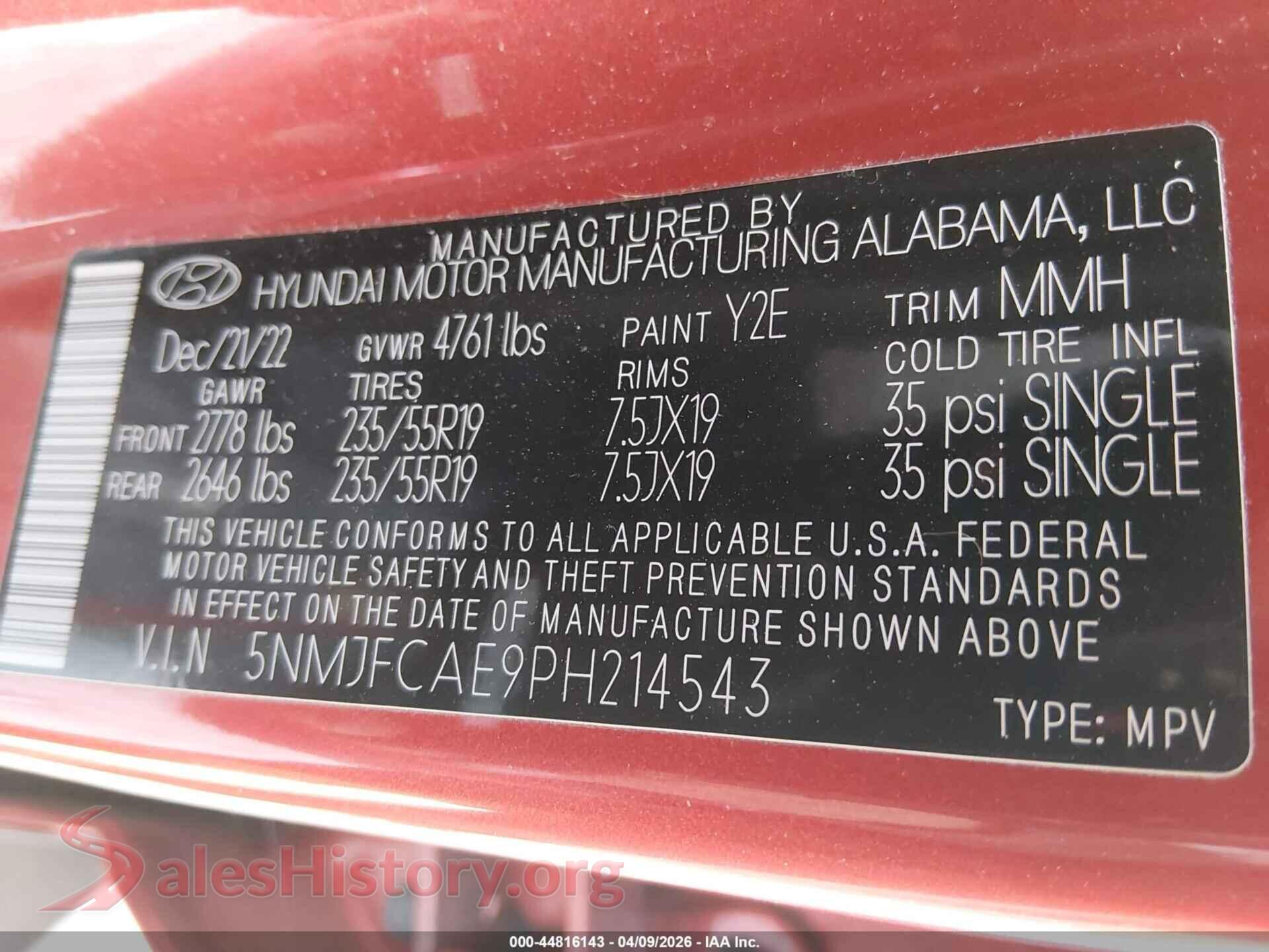 2023 HYUNDAI TUCSON VIN 5NMJFCAE9PH214543, engine bay