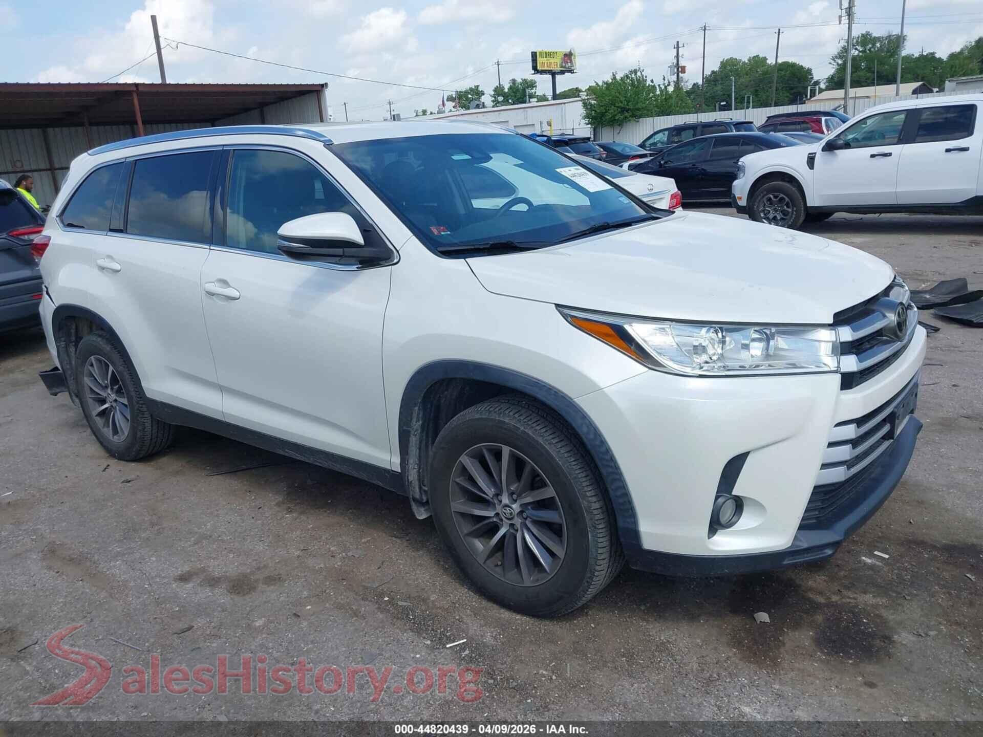 2019 TOYOTA HIGHLANDER VIN 5TDJZRFH0KS606863, auction photo
