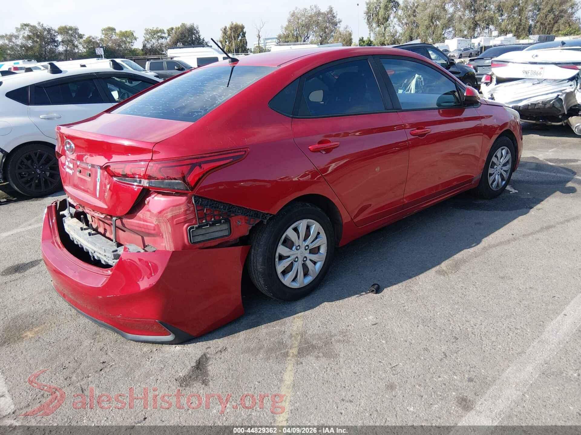 2020 HYUNDAI ACCENT VIN 3KPC24A61LE107801, rear driver side