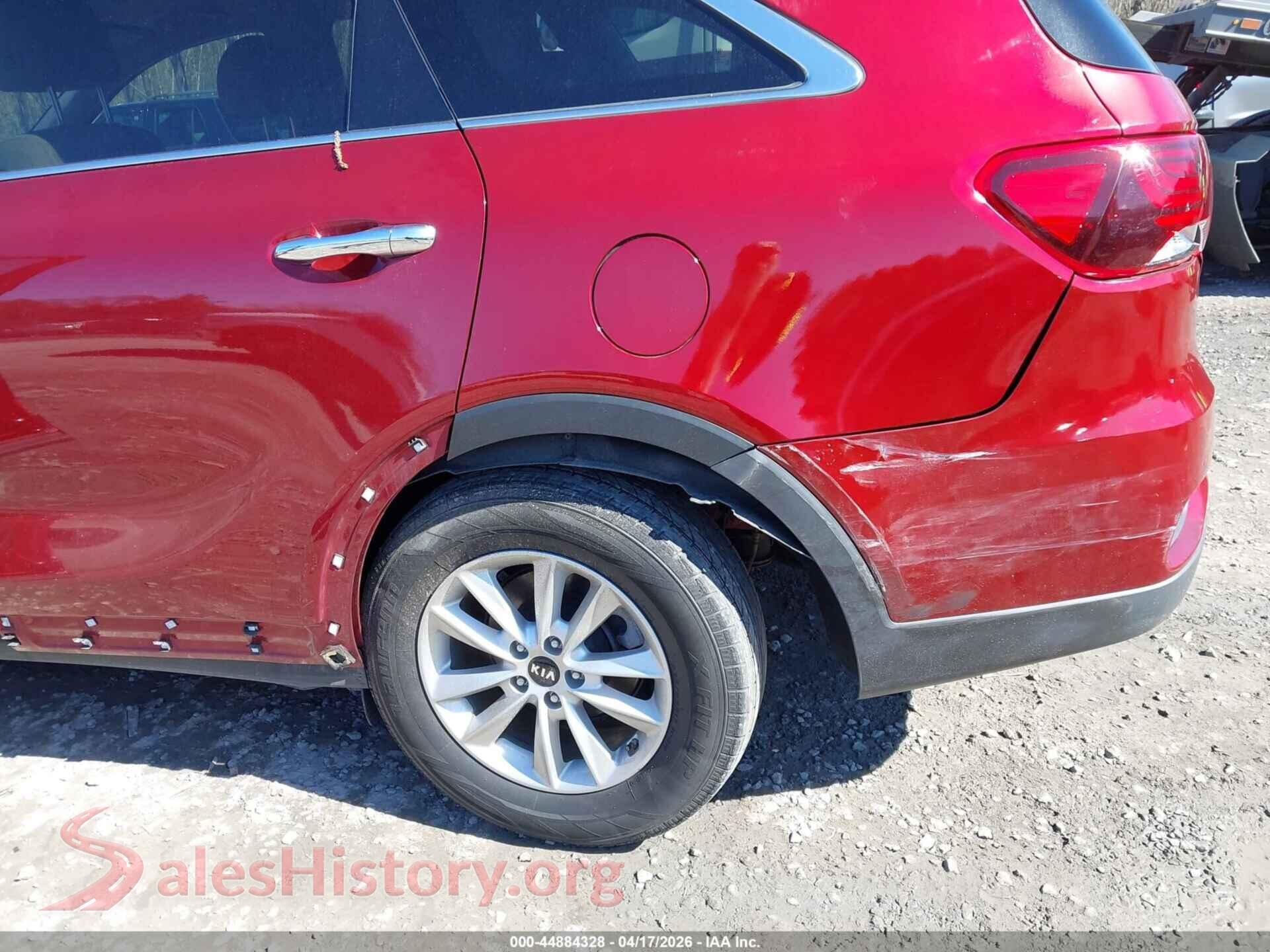 2019 KIA SORENTO VIN 5XYPGDA37KG469092, rear passenger side