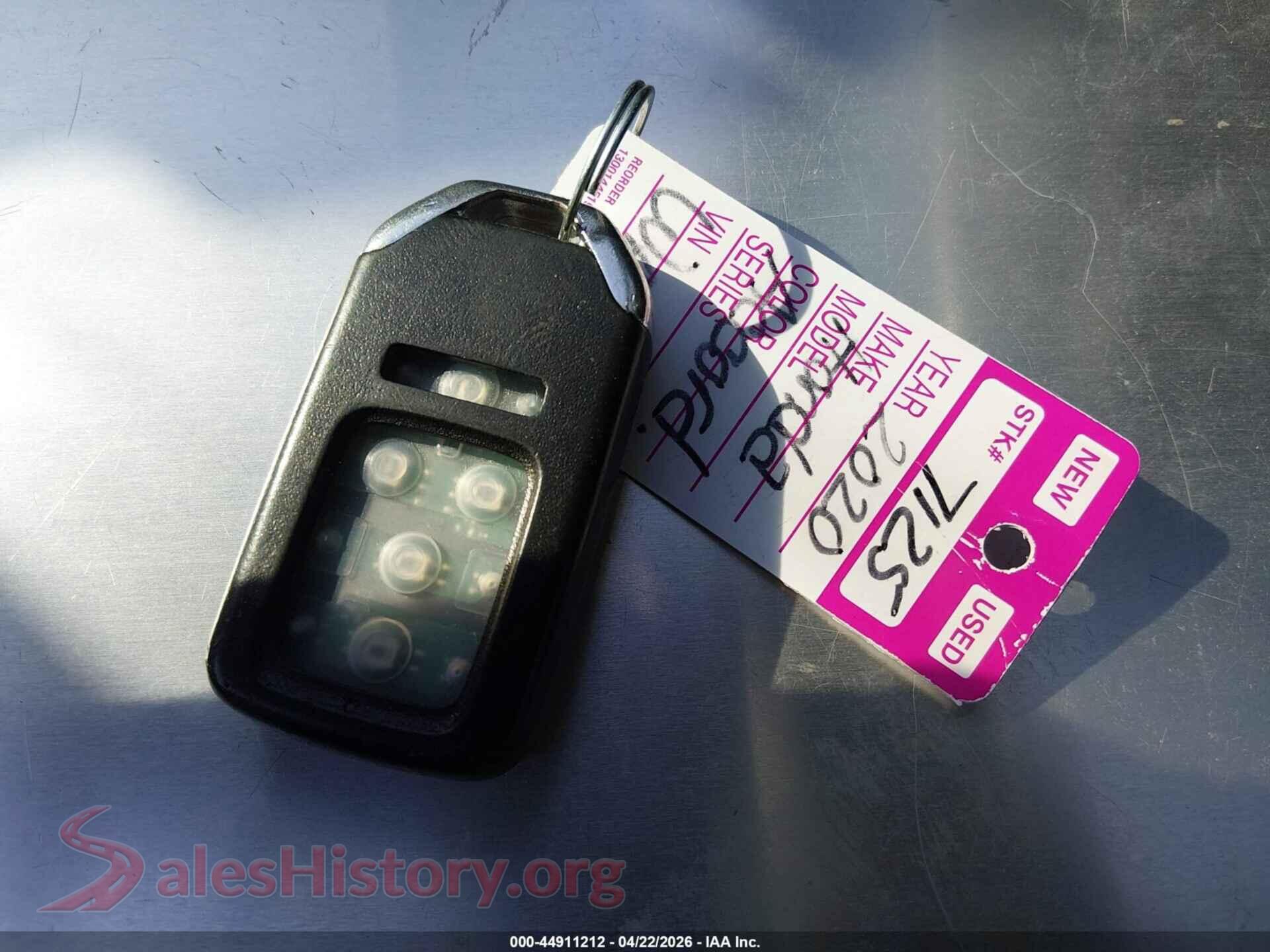 2020 HONDA ACCORD VIN 1HGCV1F39LA048375, odometer mileage