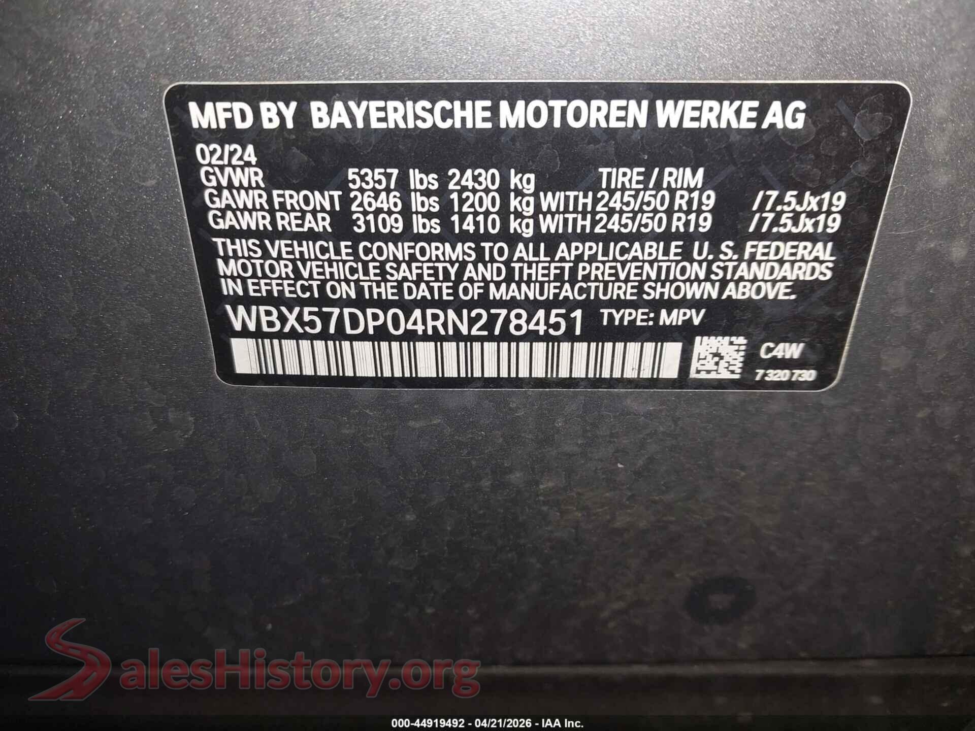 2024 BMW X3 VIN WBX57DP04RN278451, engine bay