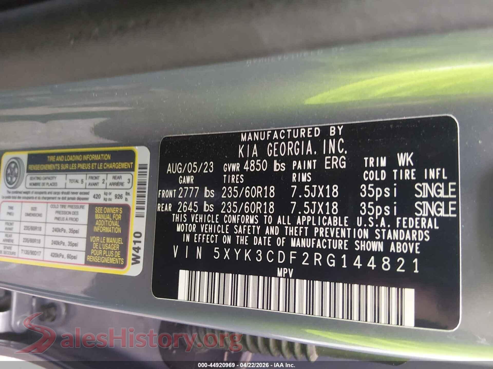 2024 KIA SPORTAGE VIN 5XYK3CDF2RG144821, engine bay