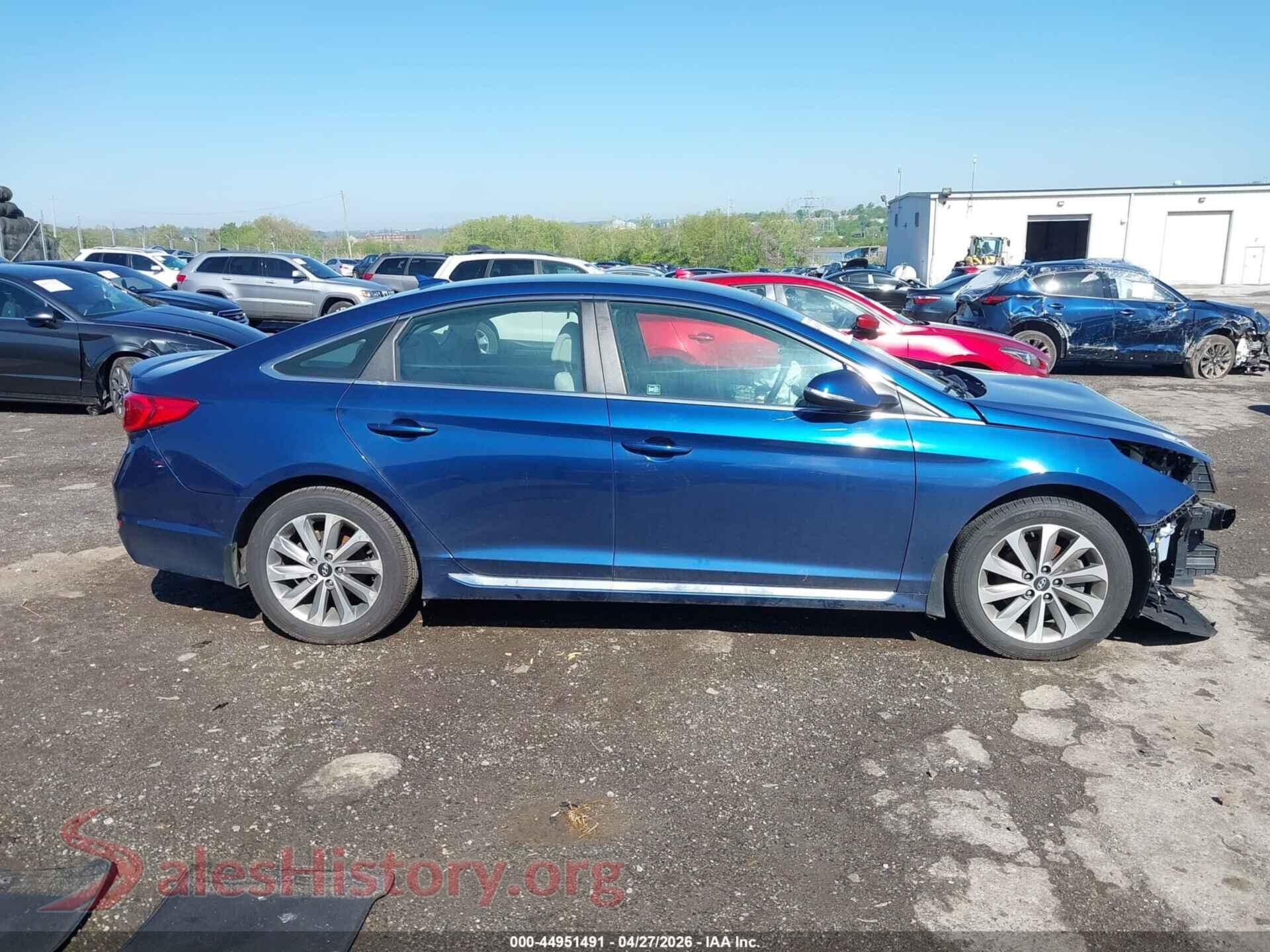 2017 HYUNDAI SONATA VIN 5NPE34AF0HH449653, auction photo 13