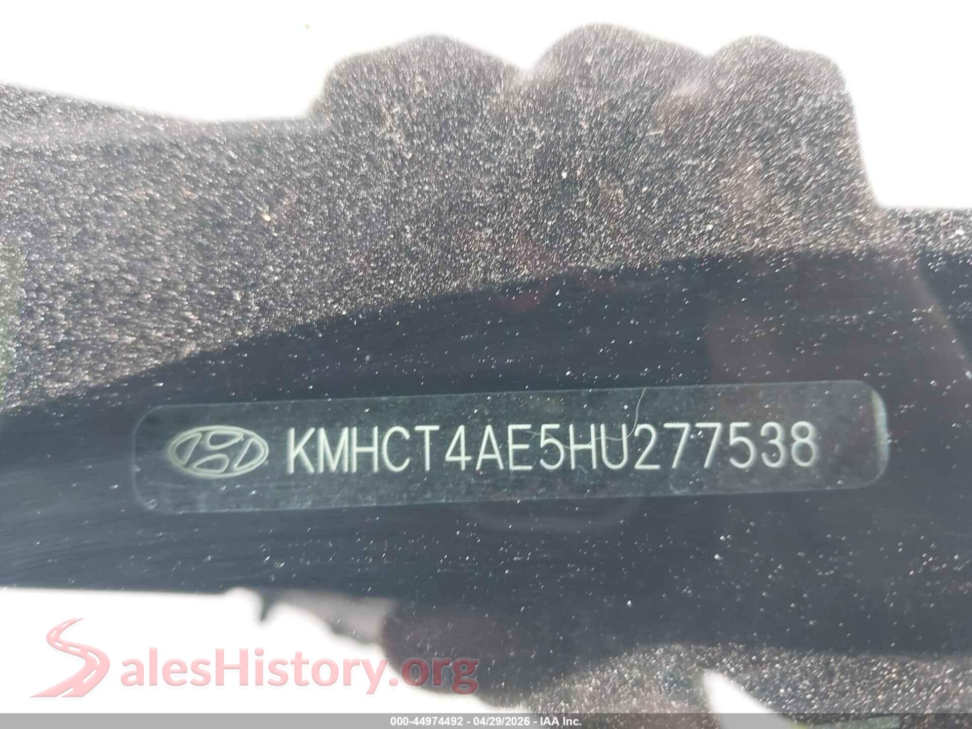 2017 HYUNDAI ACCENT VIN KMHCT4AE5HU277538, engine bay
