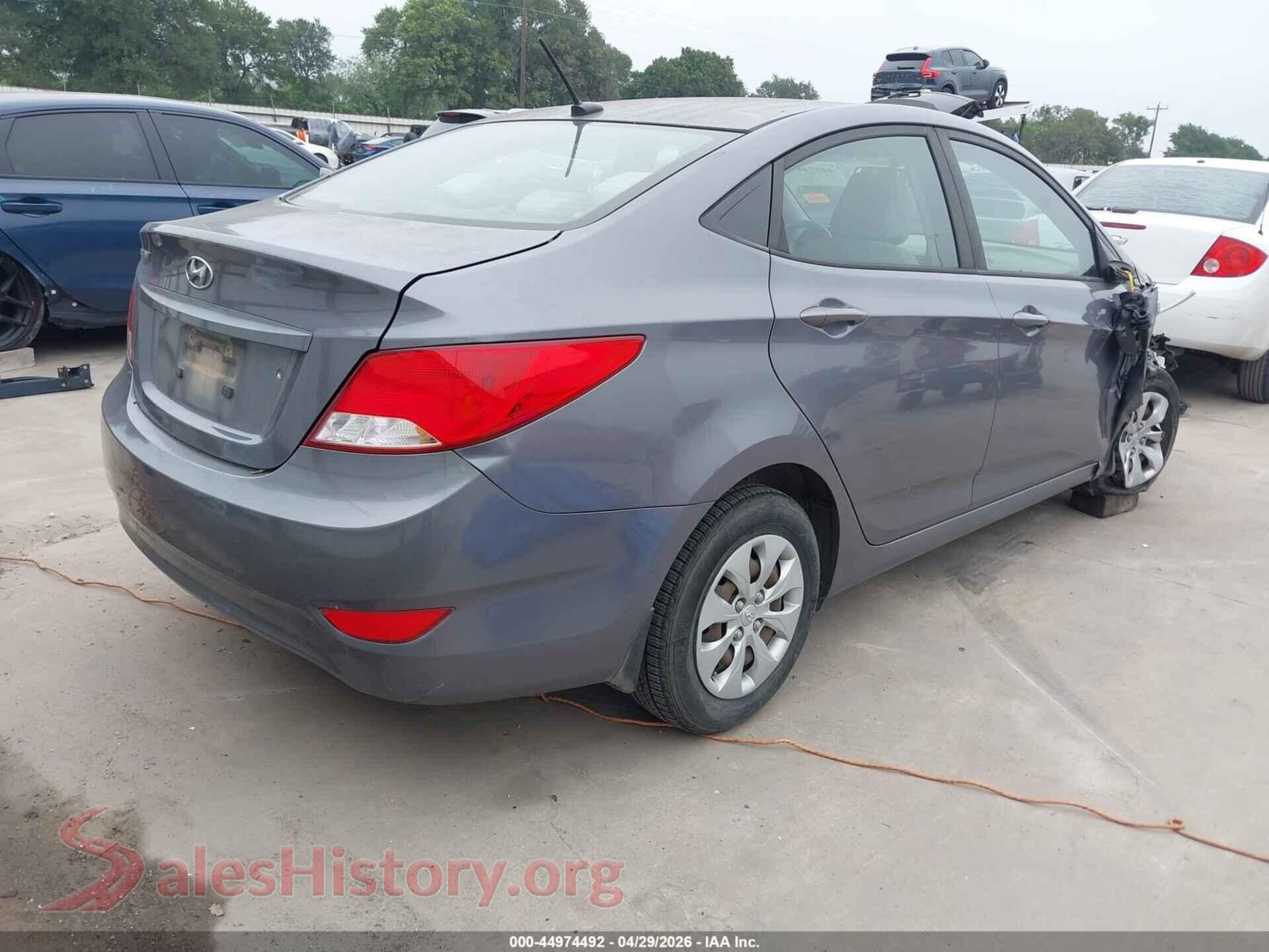 2017 HYUNDAI ACCENT VIN KMHCT4AE5HU277538, rear driver side