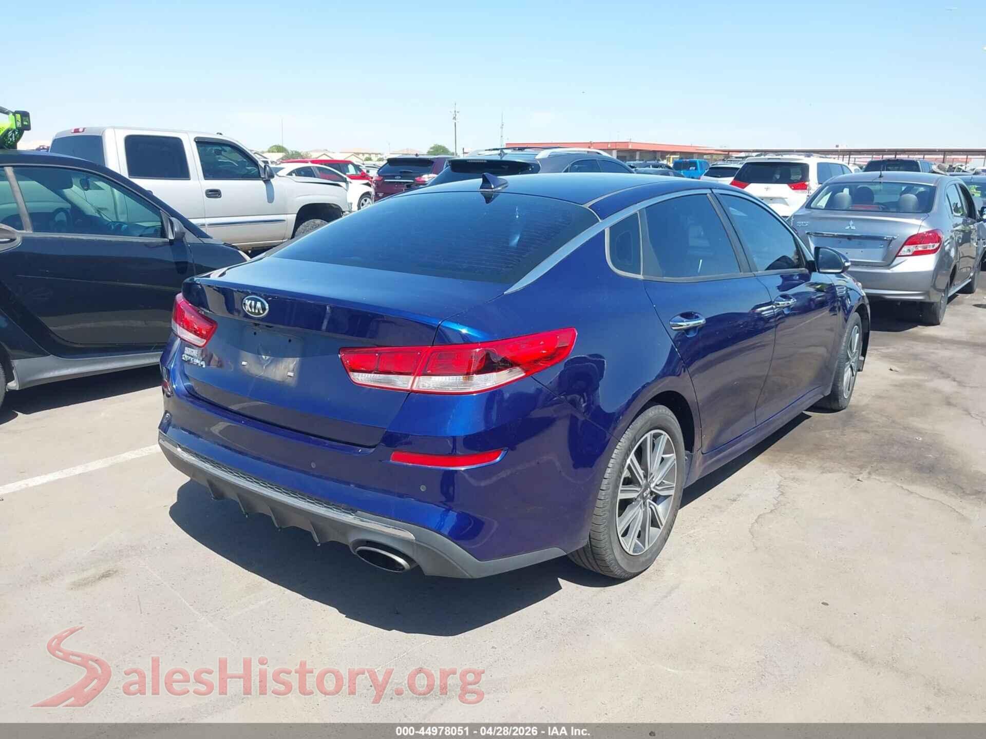 2019 KIA OPTIMA VIN 5XXGT4L32KG350458, rear driver side