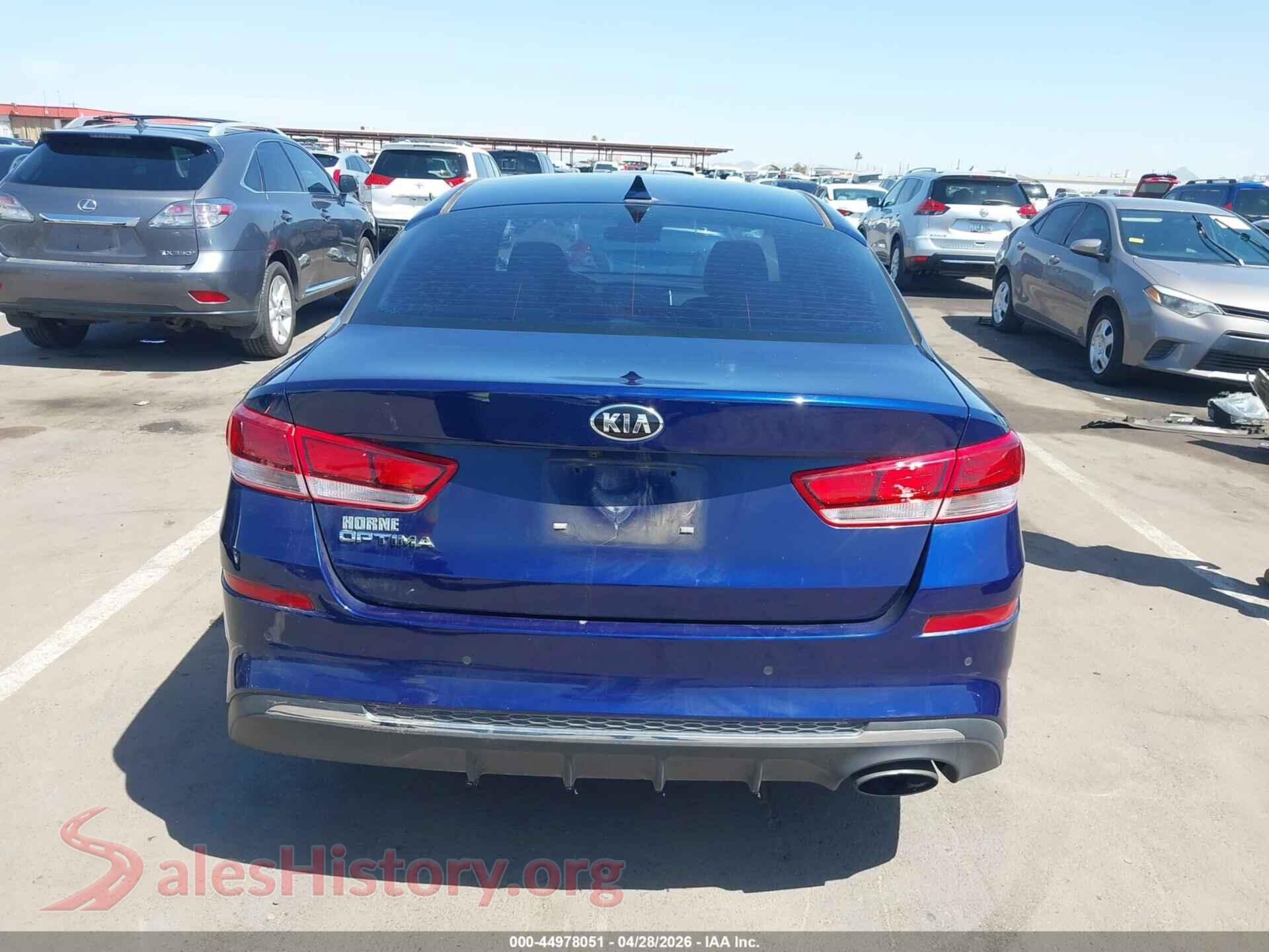 2019 KIA OPTIMA VIN 5XXGT4L32KG350458, rear passenger side