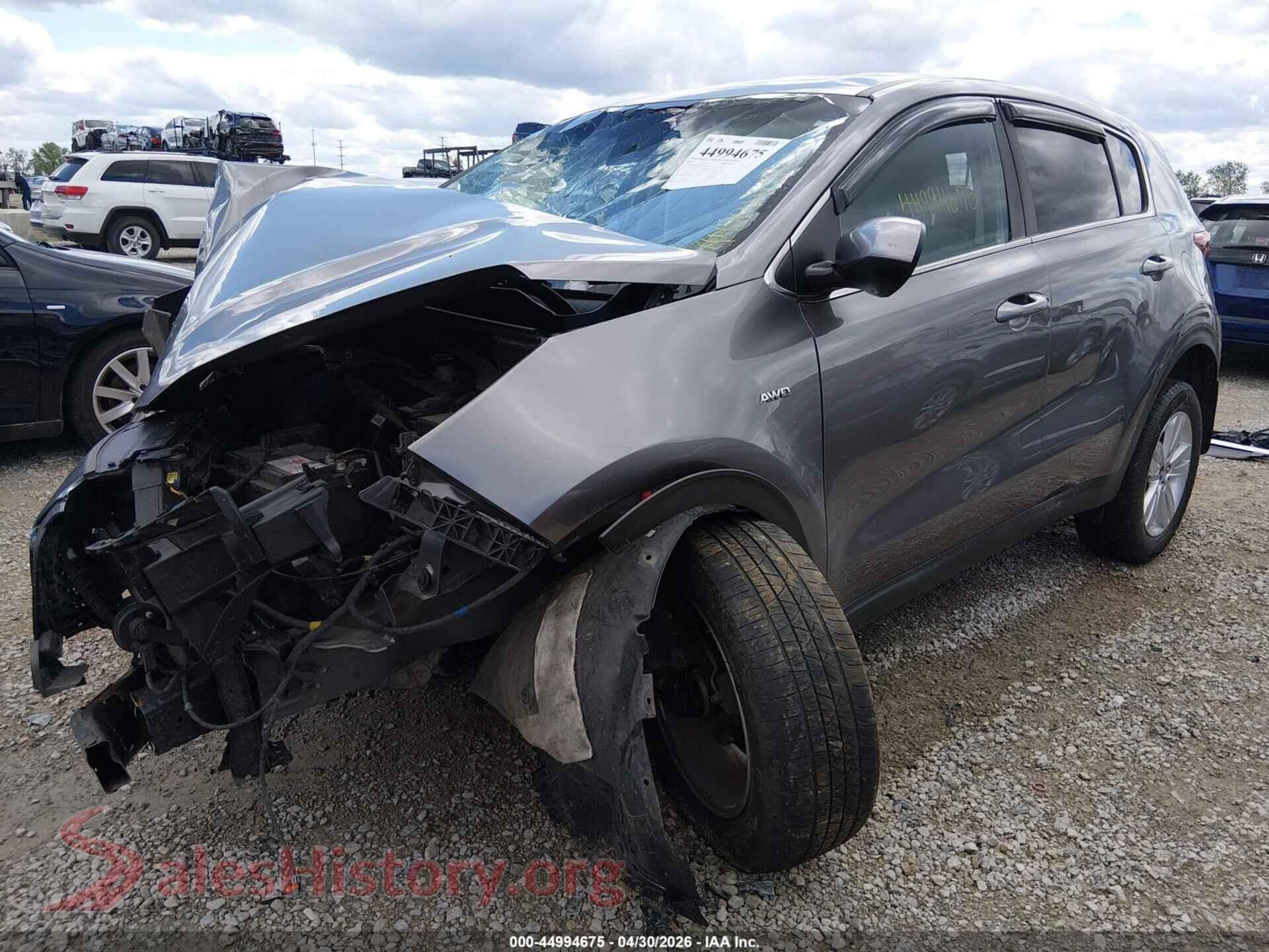 2019 KIA SPORTAGE VIN KNDPMCAC0K7494724, front view