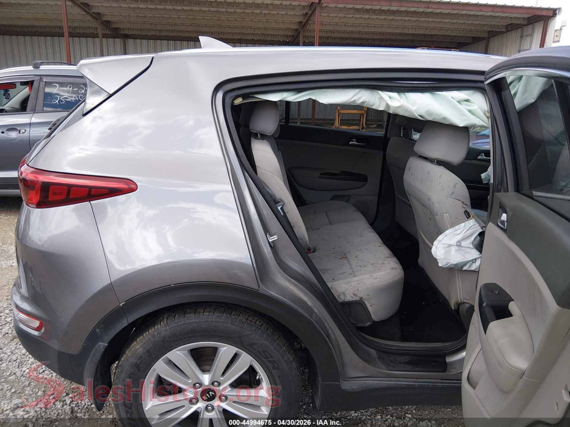2019 KIA SPORTAGE VIN KNDPMCAC0K7494724, front passenger side