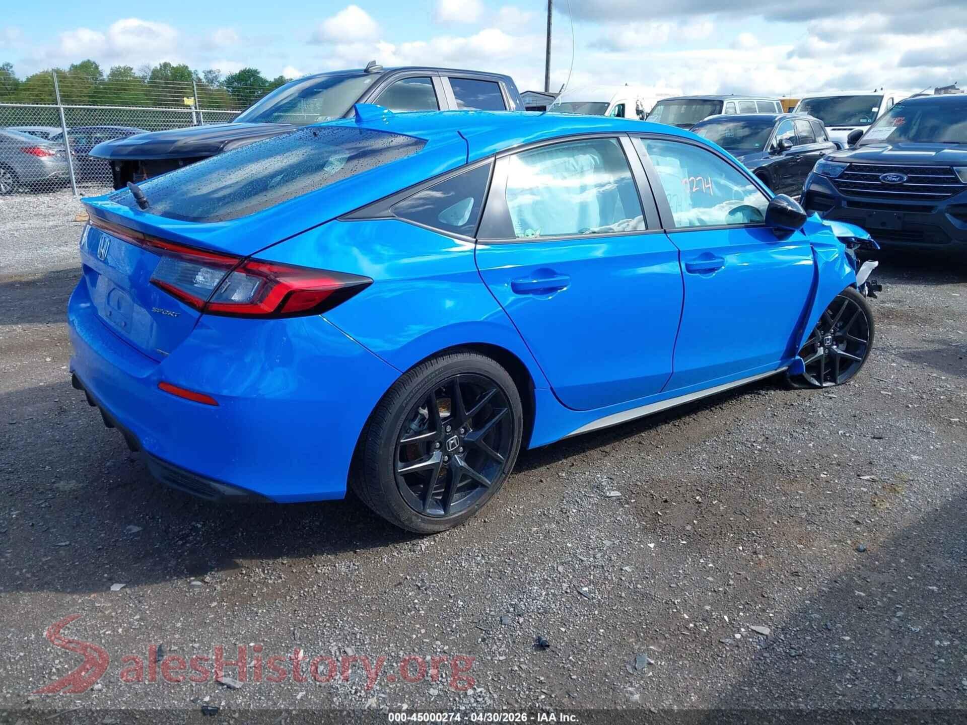 2025 HONDA CIVIC HYBRID VIN 19XFL4H8XSE013688, rear driver side
