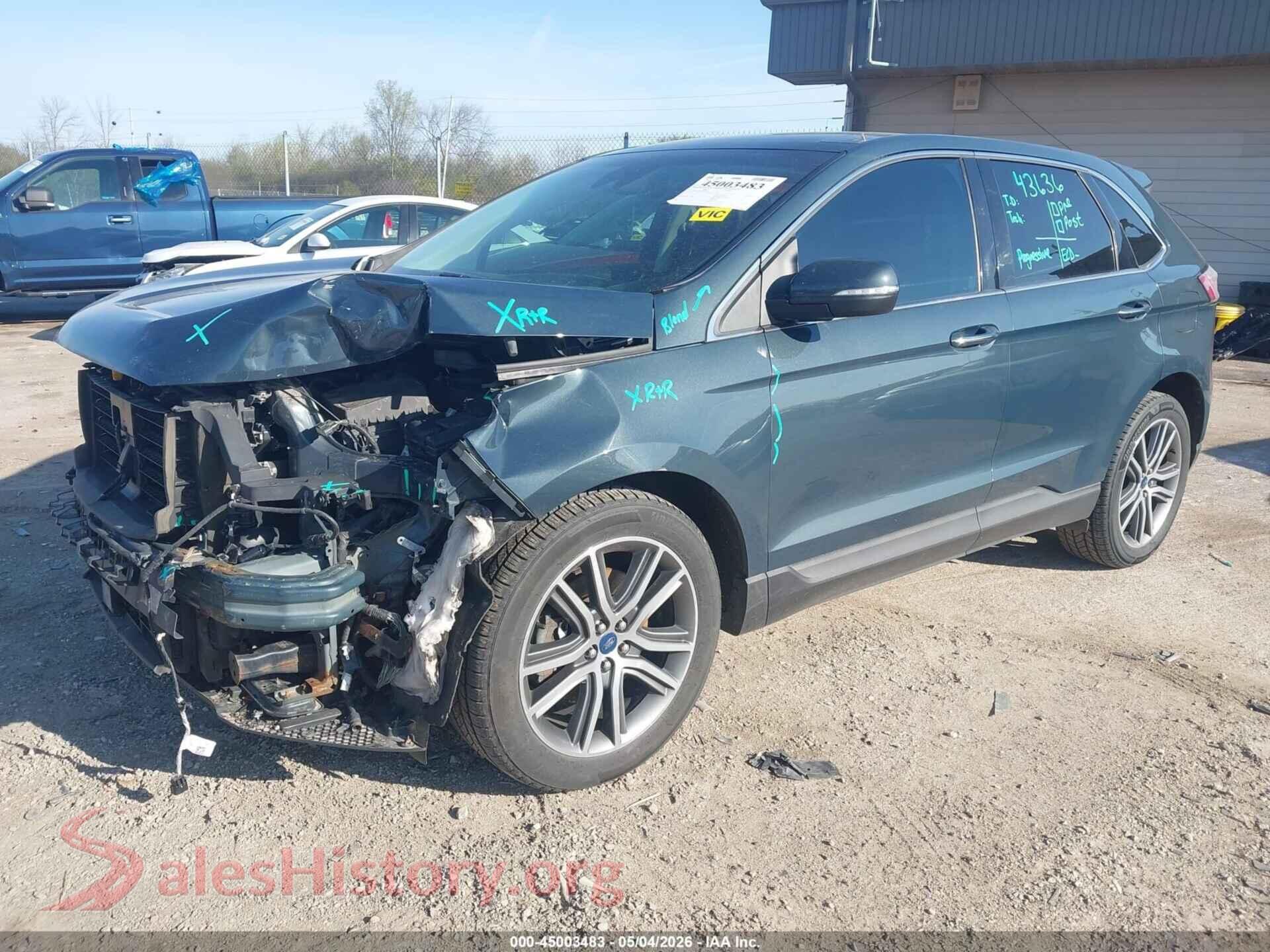 2019 FORD EDGE VIN 2FMPK4K90KBC66496, front view