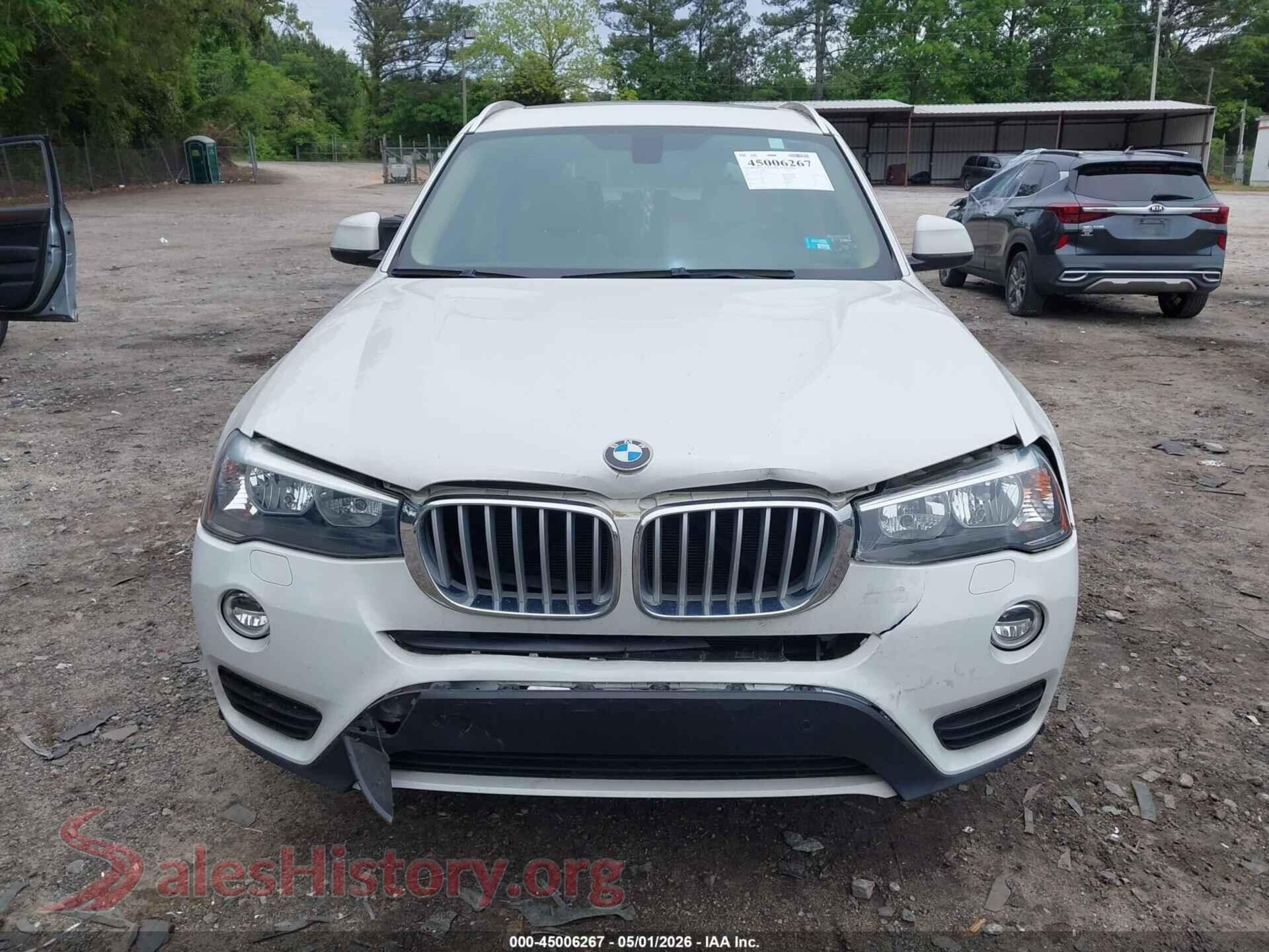 2017 BMW X3 VIN 5UXWZ7C38H0X43031, rear passenger side