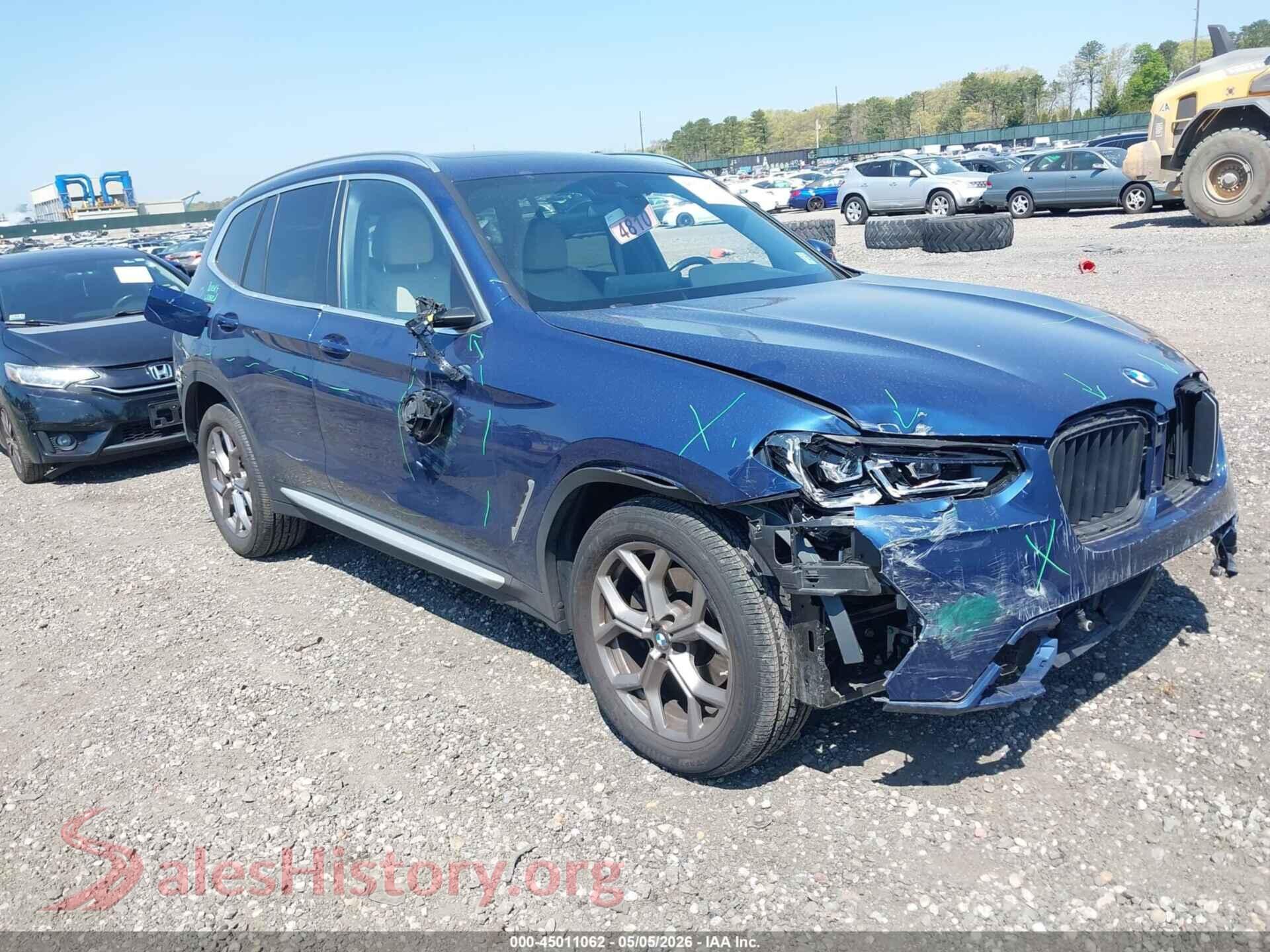 2022 BMW X3 VIN WBX57DP02NN164457, auction photo