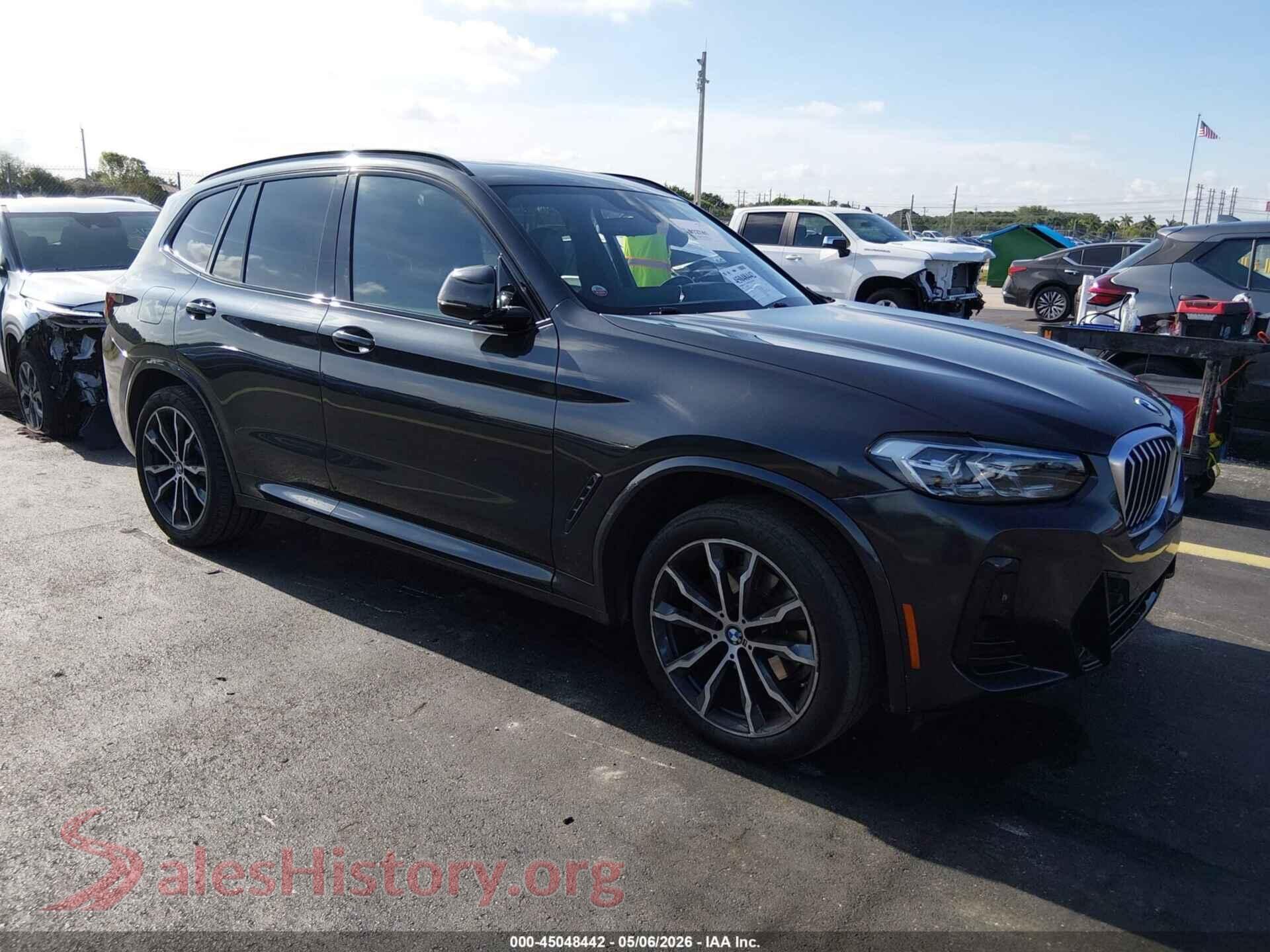 2022 BMW X3 VIN 5UX43DP07N9K37334, auction photo