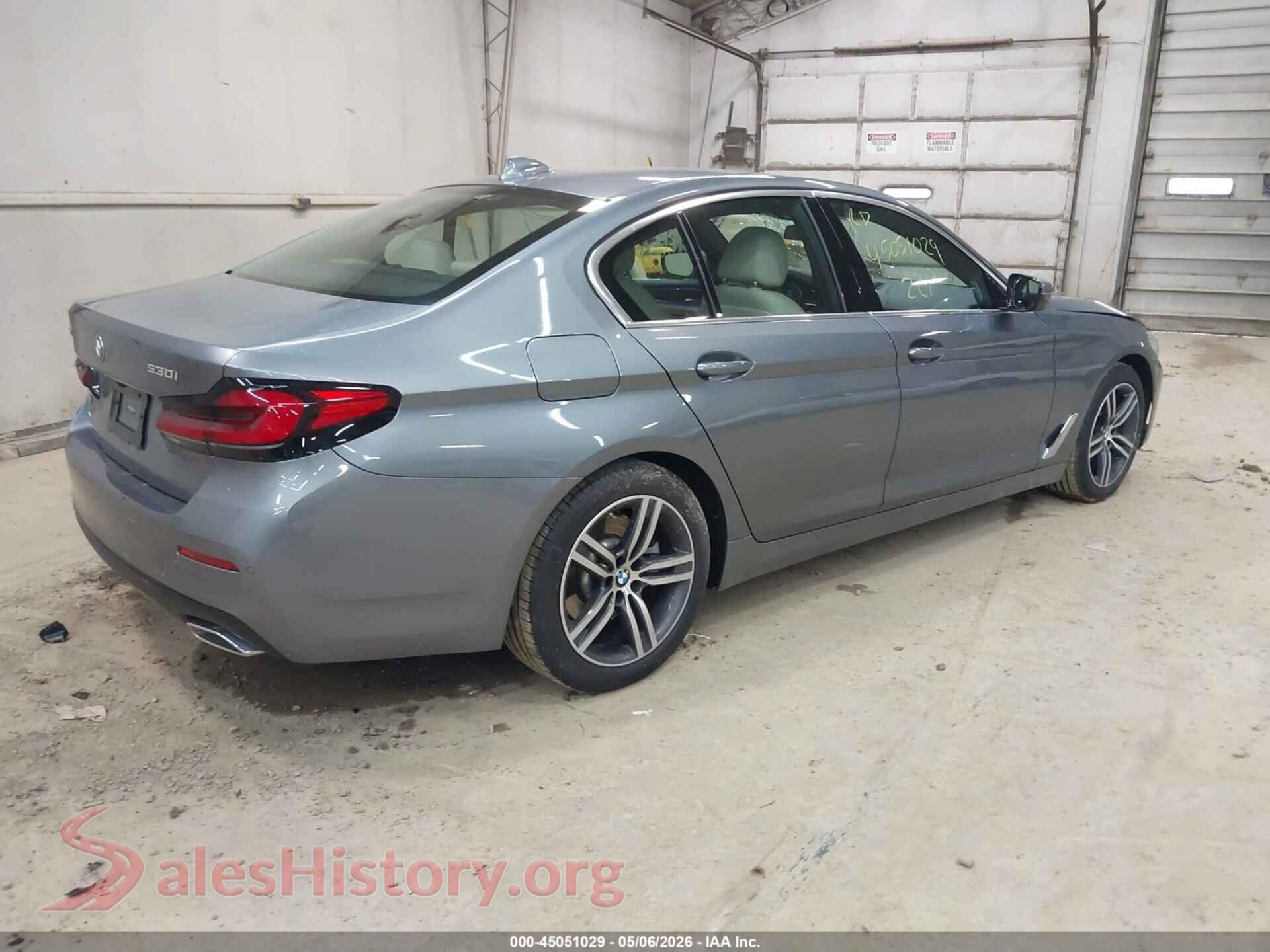 2022 BMW 530 VIN WBA13BJ06NWX44872, rear driver side