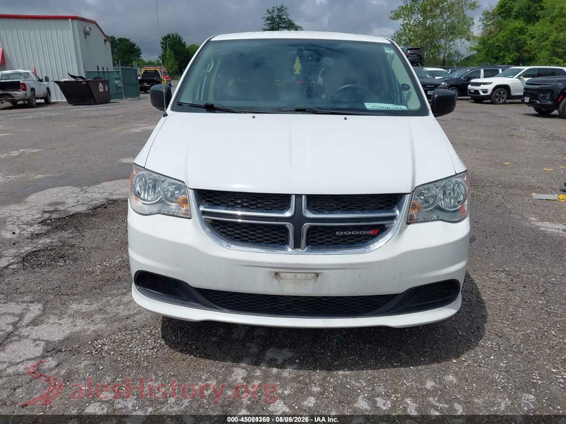 2017 DODGE GRAND CARAVAN VIN 2C4RDGBG5HR780688, rear passenger side