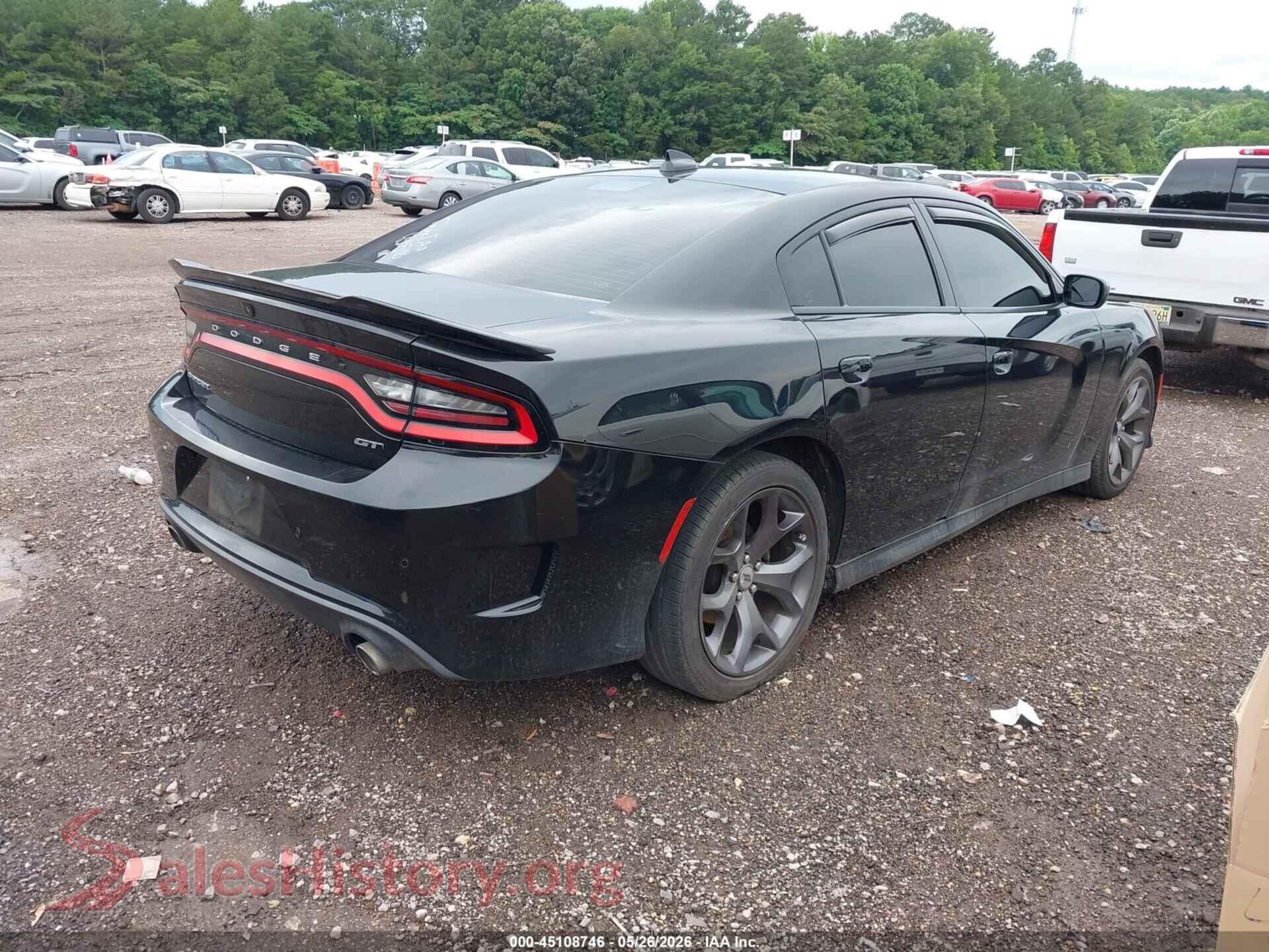 2019 DODGE CHARGER VIN 2C3CDXHG2KH630598, rear driver side